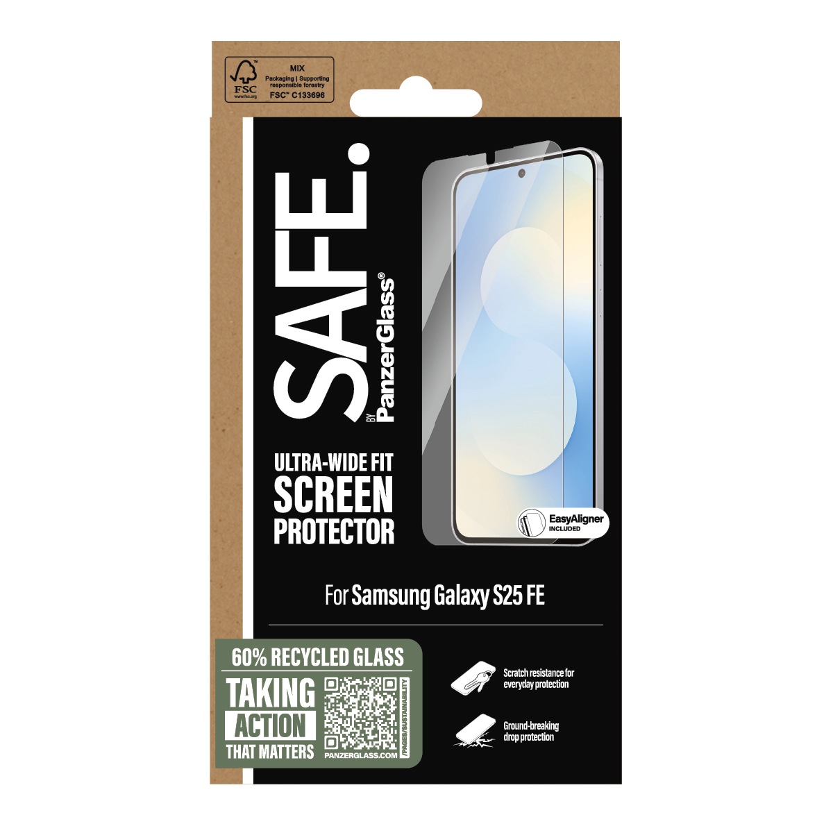 SAFE by PanzerGlass Displayschutzglas »Ultra-Wide Fit Screen Protector« für Samsung Galaxy S25 FE Displayschutzfolie, Schutzfolie, Bildschirmschutz, kratz- & stoßfest
