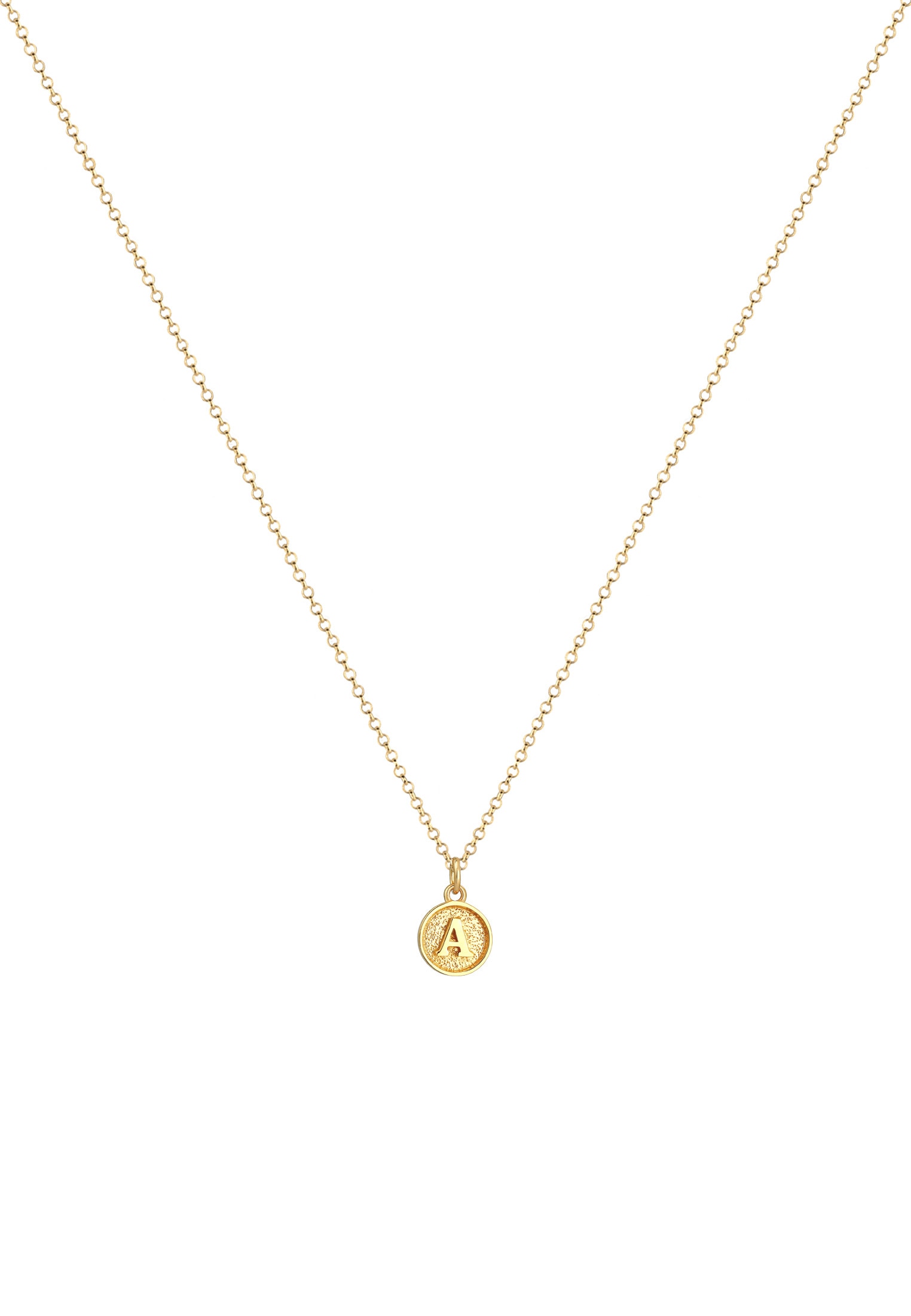 Elli Kette mit Anhänger »Plättchen Vintage Buchstabe A Initialen 925 Sterling Silber«