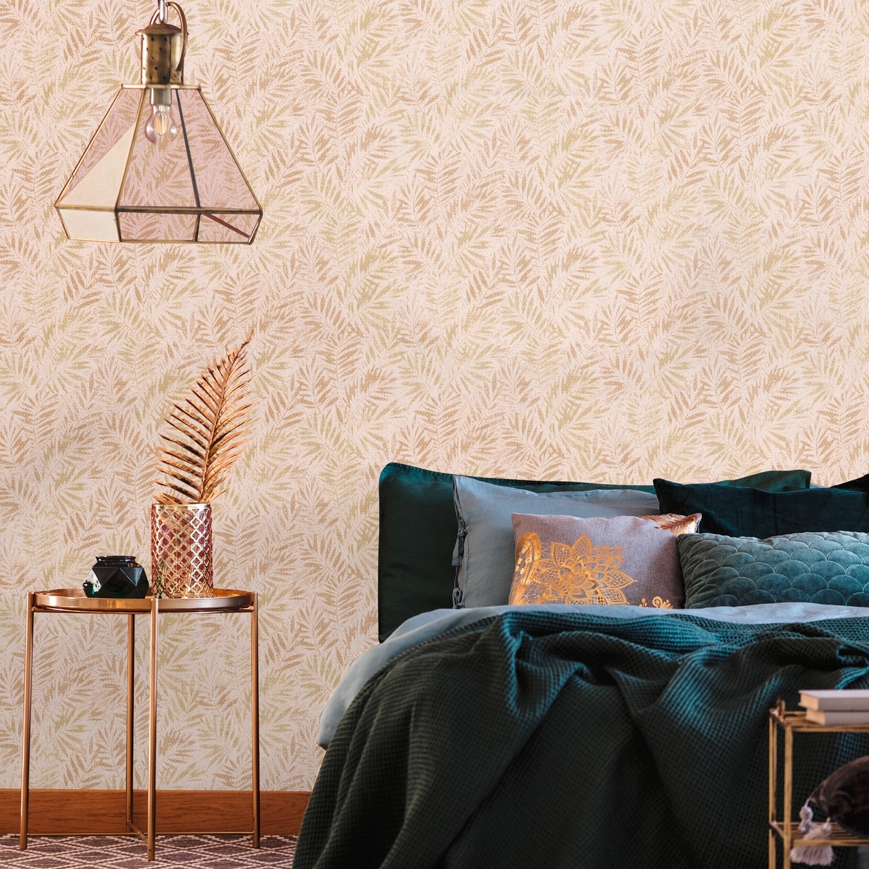 living walls Vliestapete »Metropolitan Stories. Travel Styles. Tapete mit Blättern«, leicht glänzend-gemustert-abstrakt, Glitzertapete Floral Pflanzen Hochwertig Tapeten Wohnzimmer modern