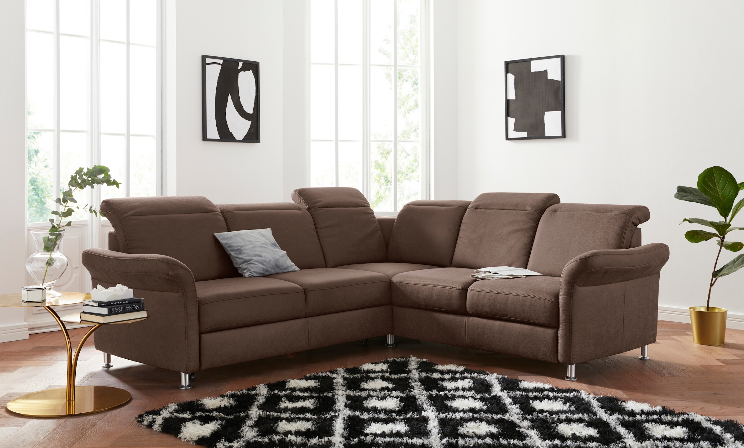 sit&more Ecksofa »Darwin L-Form« inklusive Federkern, wahlweise mit Kopftei günstig online kaufen