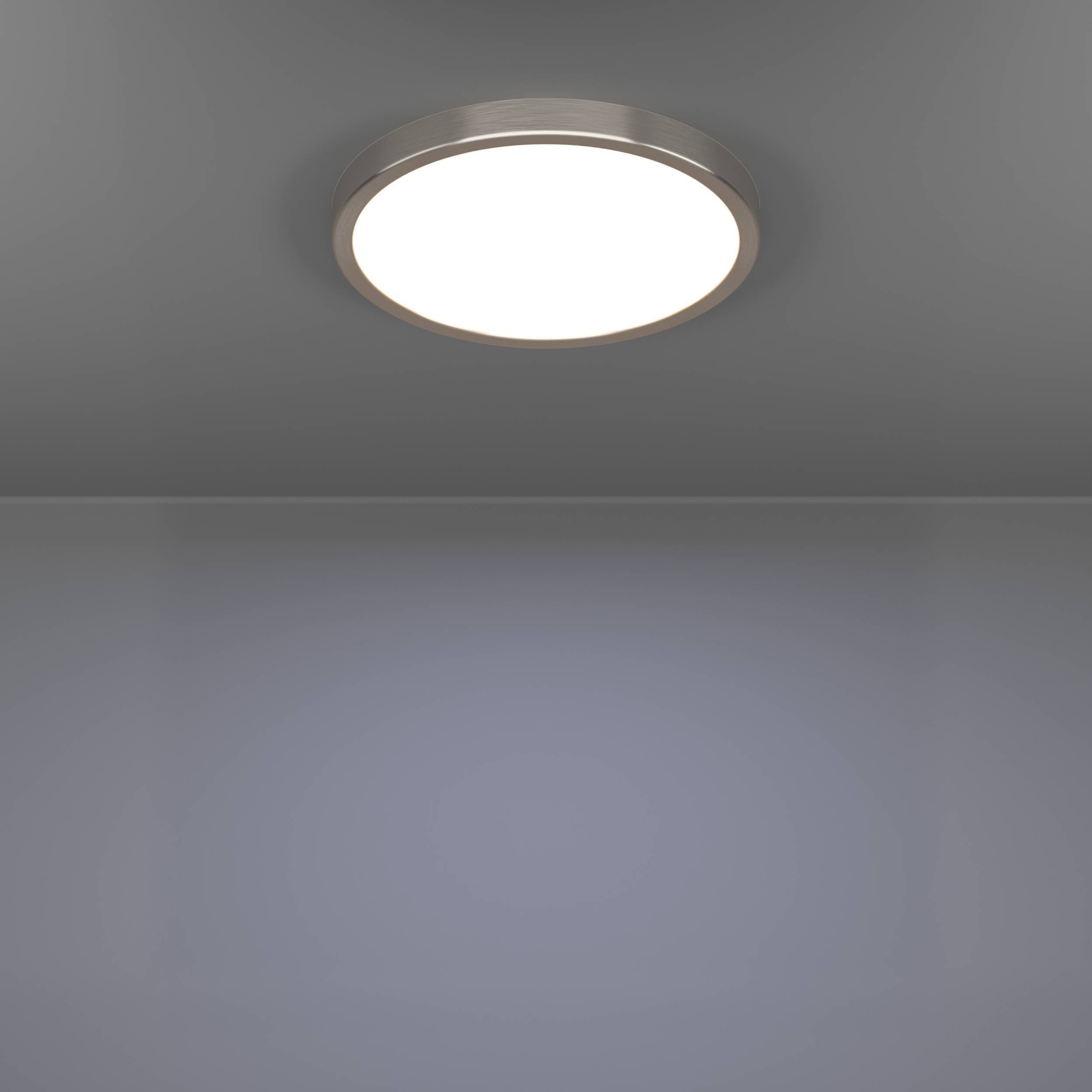 EGLO Aufbauleuchte »Fueva 6 Deckenleuchte, Badlampe Decke, Metall und Kunststoff, IP44« LED-Modul 1 Stk. Kaltweiß | Neutralweiß | Warmweiß Aufbauleuchte - H2,5 x Ø27,8 cm - nickel-matt - 14,2W inkl.