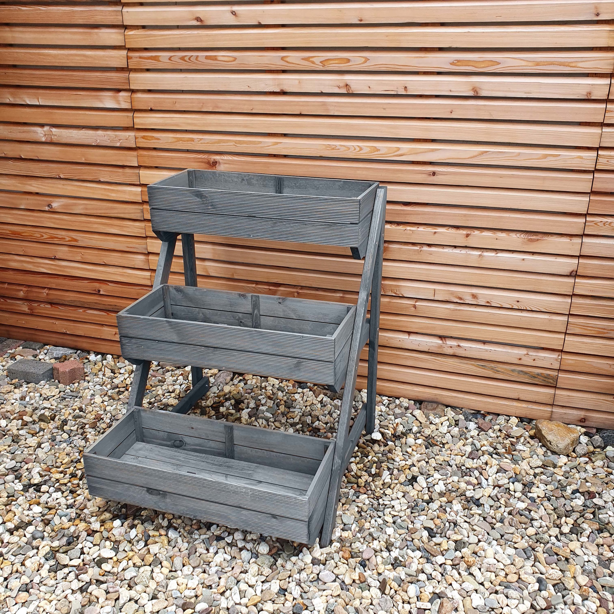 promadino Pflanzentreppe »Pflanztreppe mit Kästen, grau«, BxTxH: 80x84x100 cm