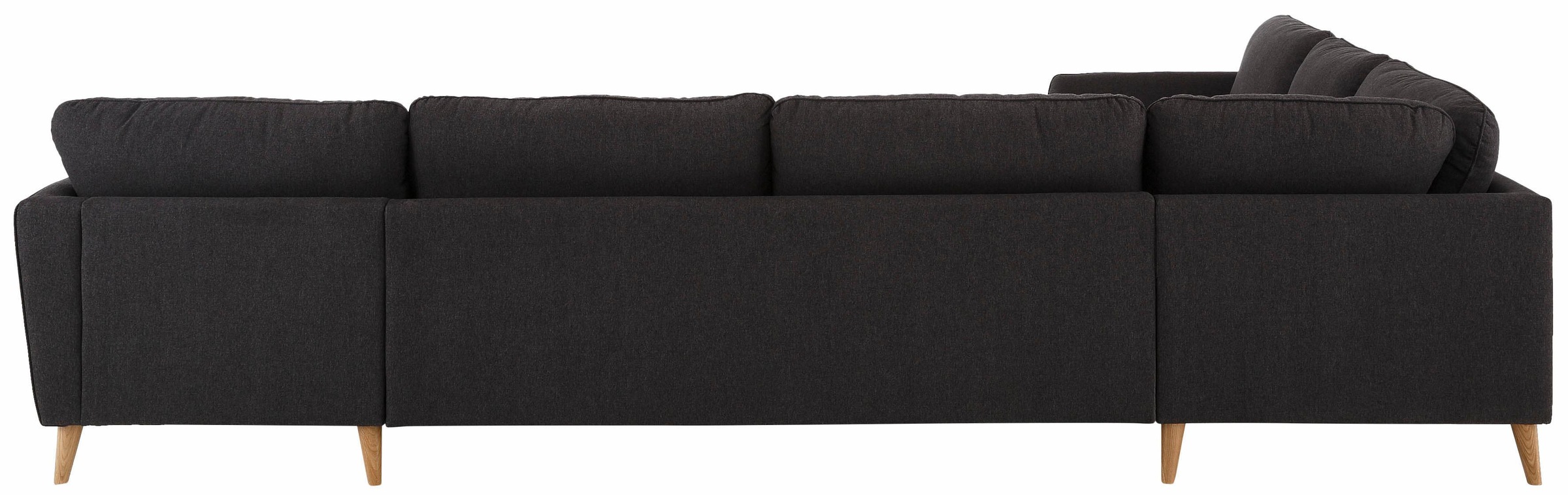 Home affaire Wohnlandschaft »MARSEILLE XXL 349cm, U-Form, Ottomane rechts/links wählbar«, Massivholzbeine Eiche, Landhausstil, Wellenunterfederung