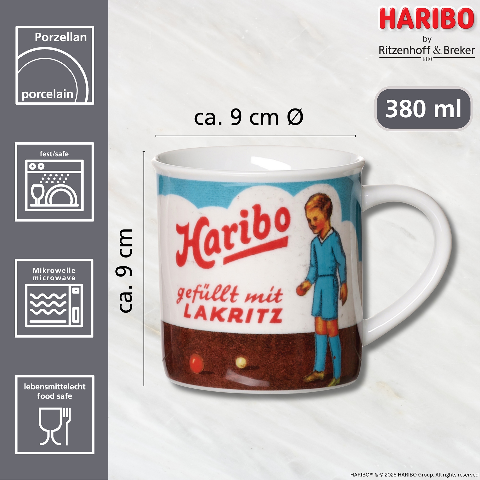 Ritzenhoff & Breker Becher »HARIBO Retro, Lakritz, 380 ml«, (1 tlg.), spülmaschinenfest