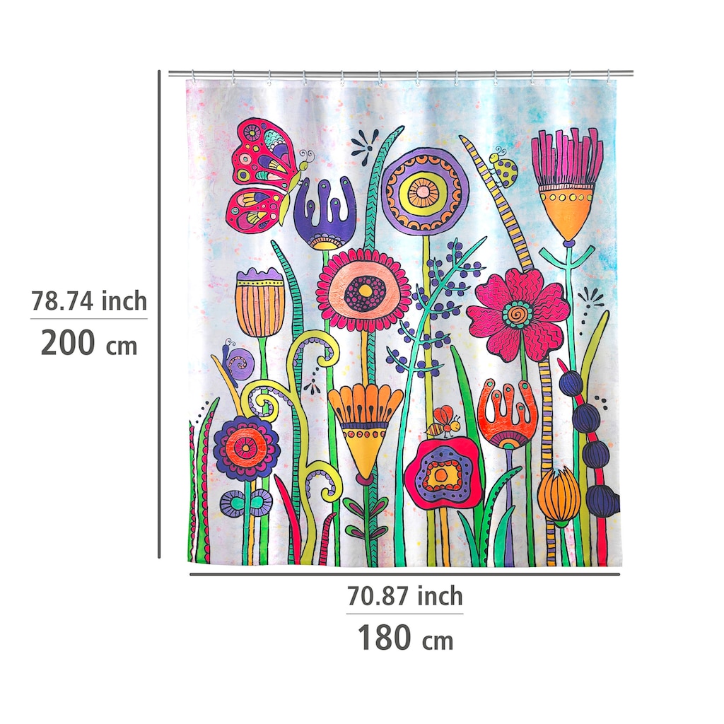 WENKO Duschvorhang »Rollin'Art Full Bloom«, Höhe 200 cm