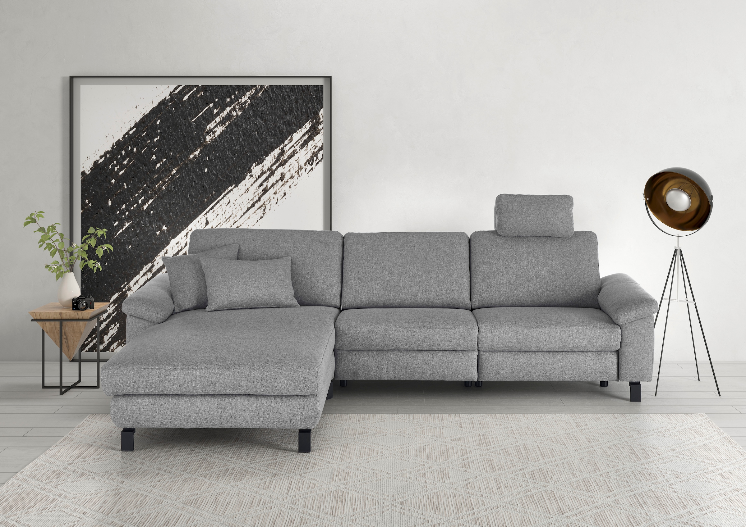 3C Candy Ecksofa »Mainau L-Form«, Relaxfunktion im 1,5-Sitzer, motorische Schlaffunktion in Longchair