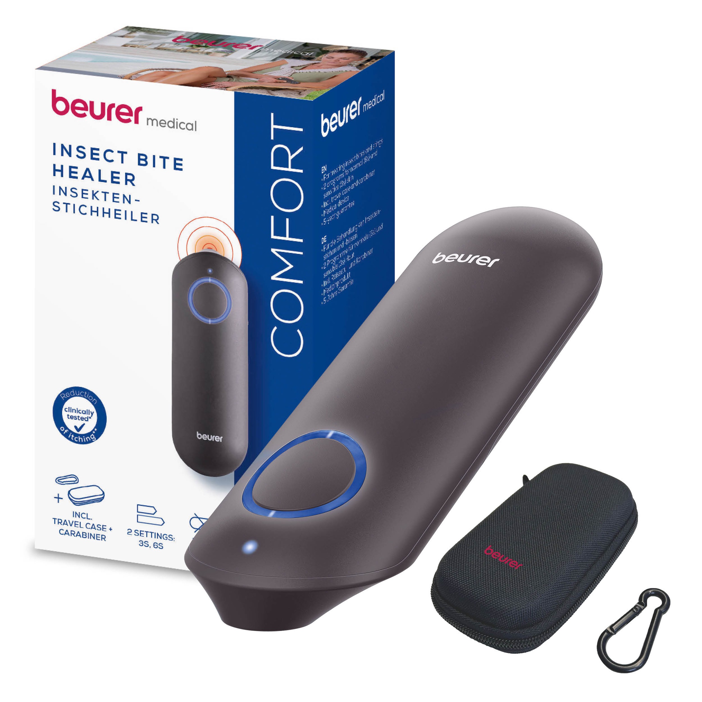 BEURER Insektenstichheiler »BR 65+ Insektenstichheiler, Behandlung von Insektenstichen- und bissen« Kann Juckreiz lindern, ohne chemische Stoffe, klein und handlich