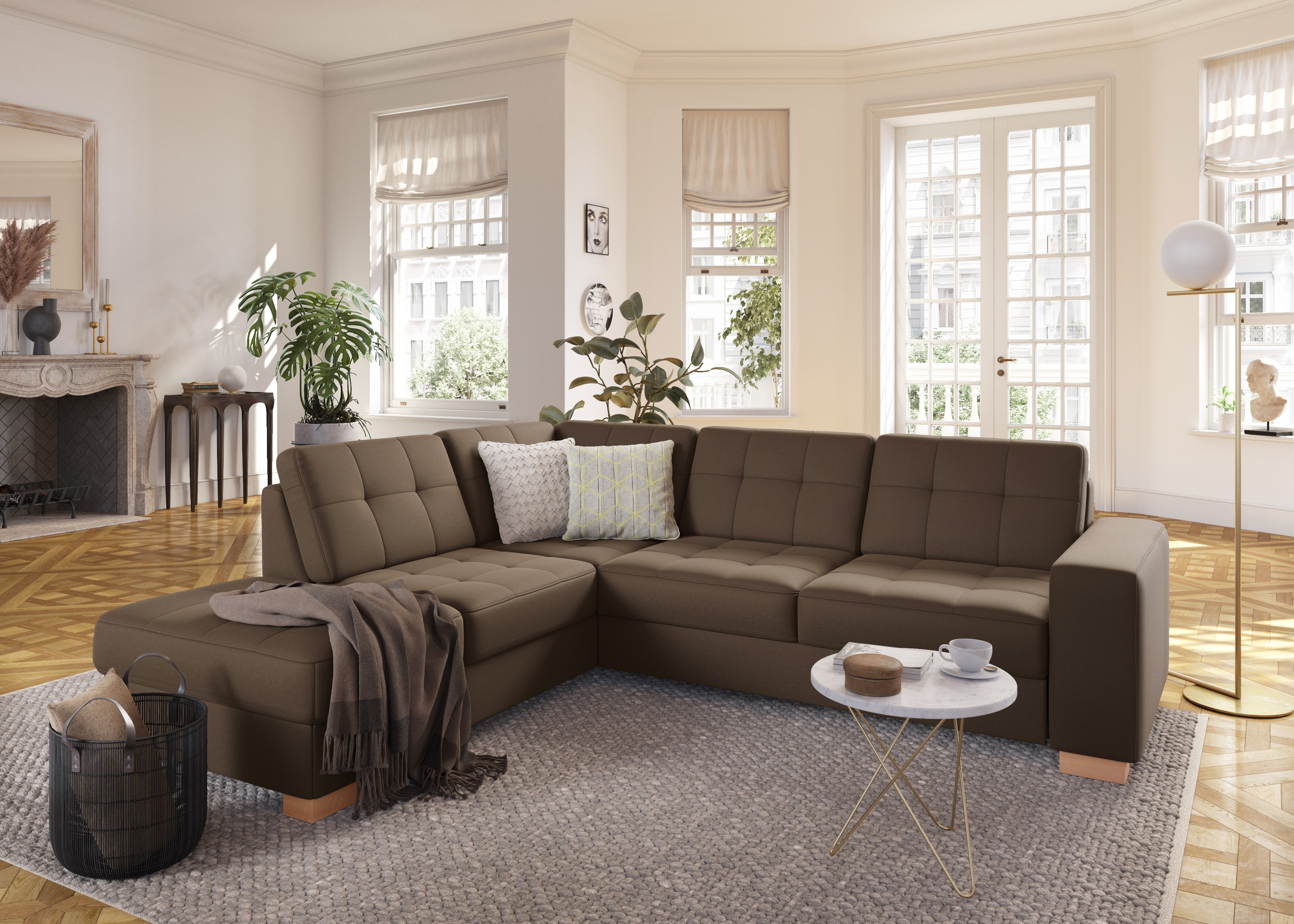 sit&more Ecksofa »Quincy L-Form« wahlweise mit Bettfunktion und Bettkasten