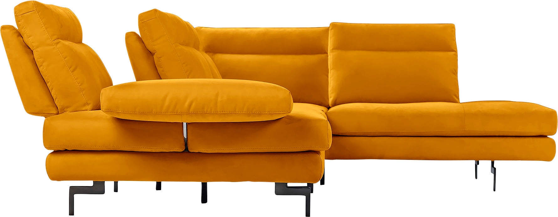 CALIA ITALIA Ecksofa »Toby Wing, L-Form, Designsofa mit sensationellem Sitzkomfort«, Sitztiefenverstellung, funktionale Ecke, Füße in schwarz matt