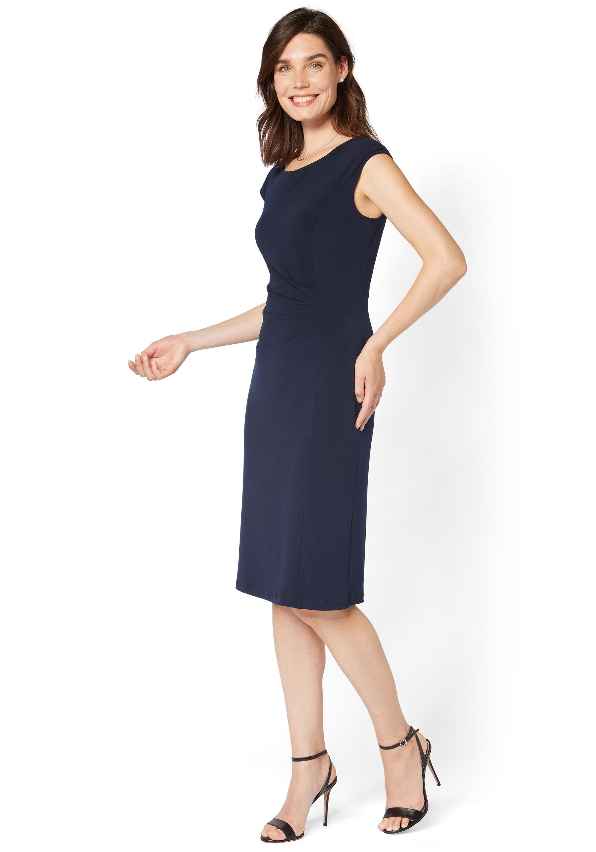 Jerseykleid, mit eleganter Raffung, Gr. 46 – N-Gr, marine N-Gr