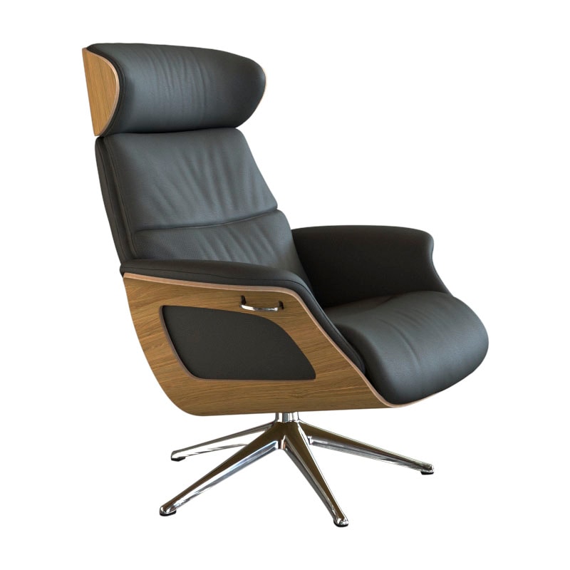 FLEXLUX Relaxsessel »Clement Relaxstuhl, Polstersessel, Liegesessel, TV-Sessel,«, Rücken- & Kopfteilverstellung, Drehbar, Armlehne Eiche, Fuß Alu