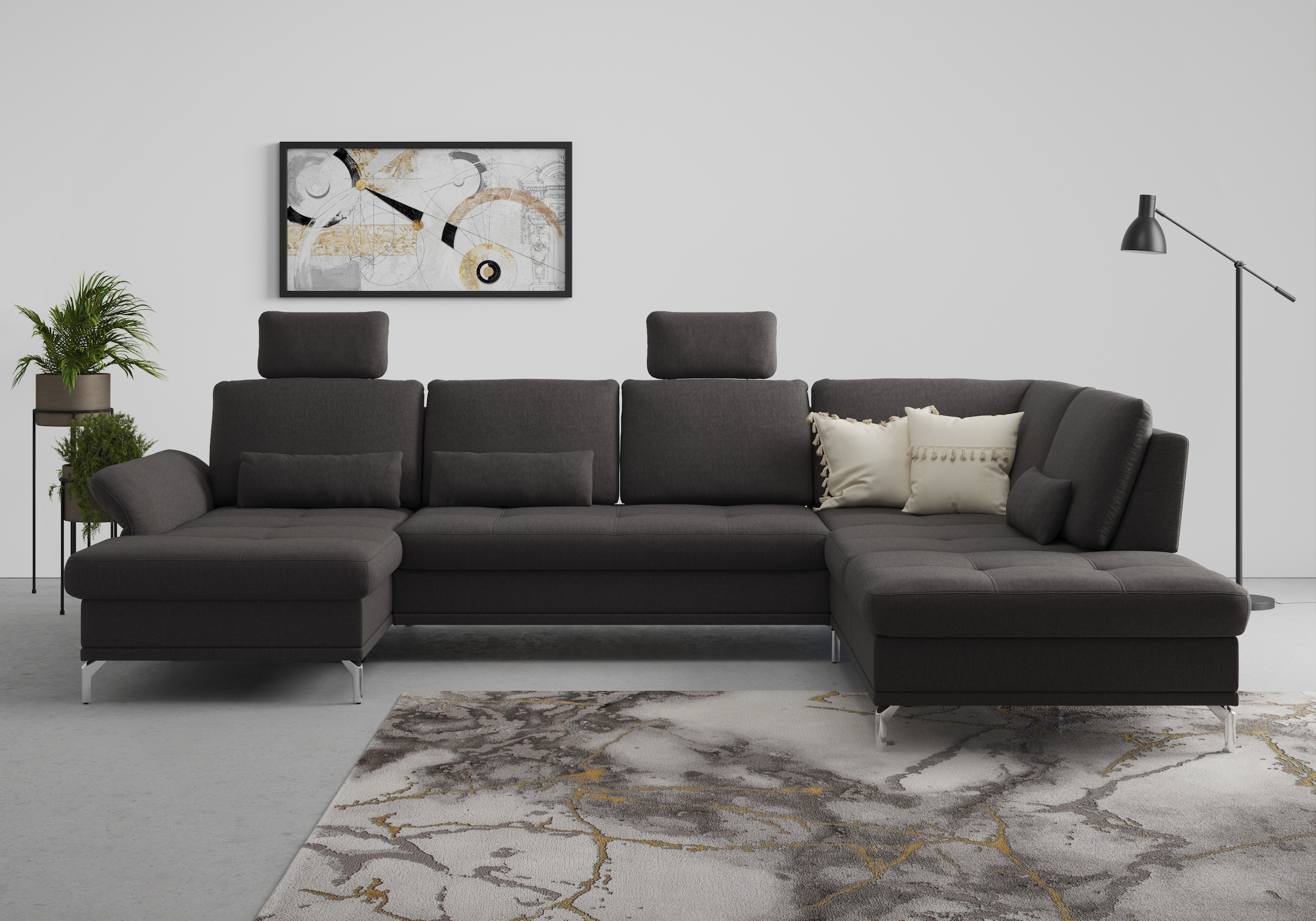 Home affaire Wohnlandschaft »Palm Beach U-Form« Federkern, mit Sitztiefenve günstig online kaufen