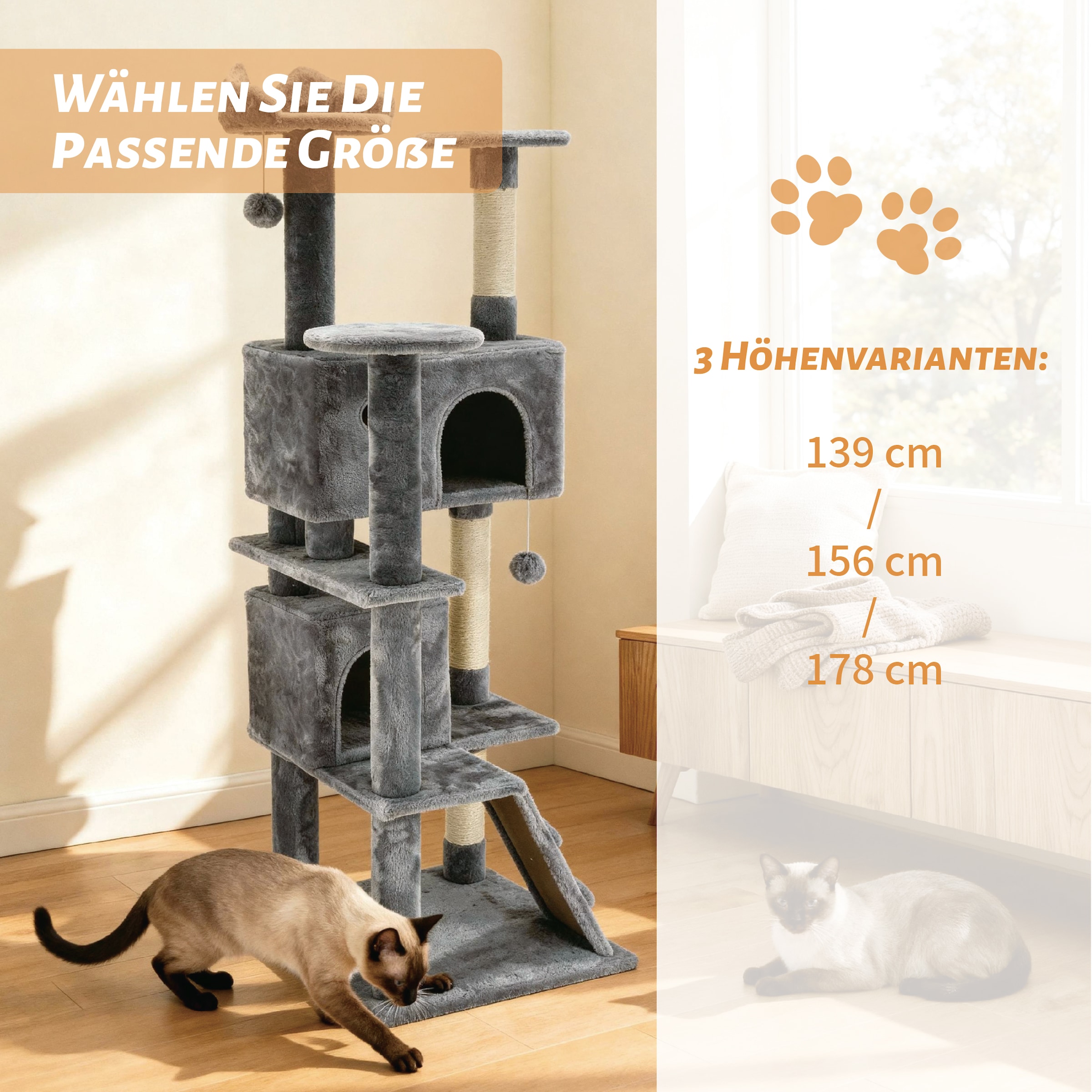 OTTO home Kratzbaum »Stubentiger« 156 cm hoch stabile Spanplatte, robuster Sisal und kuscheliger Plüsch