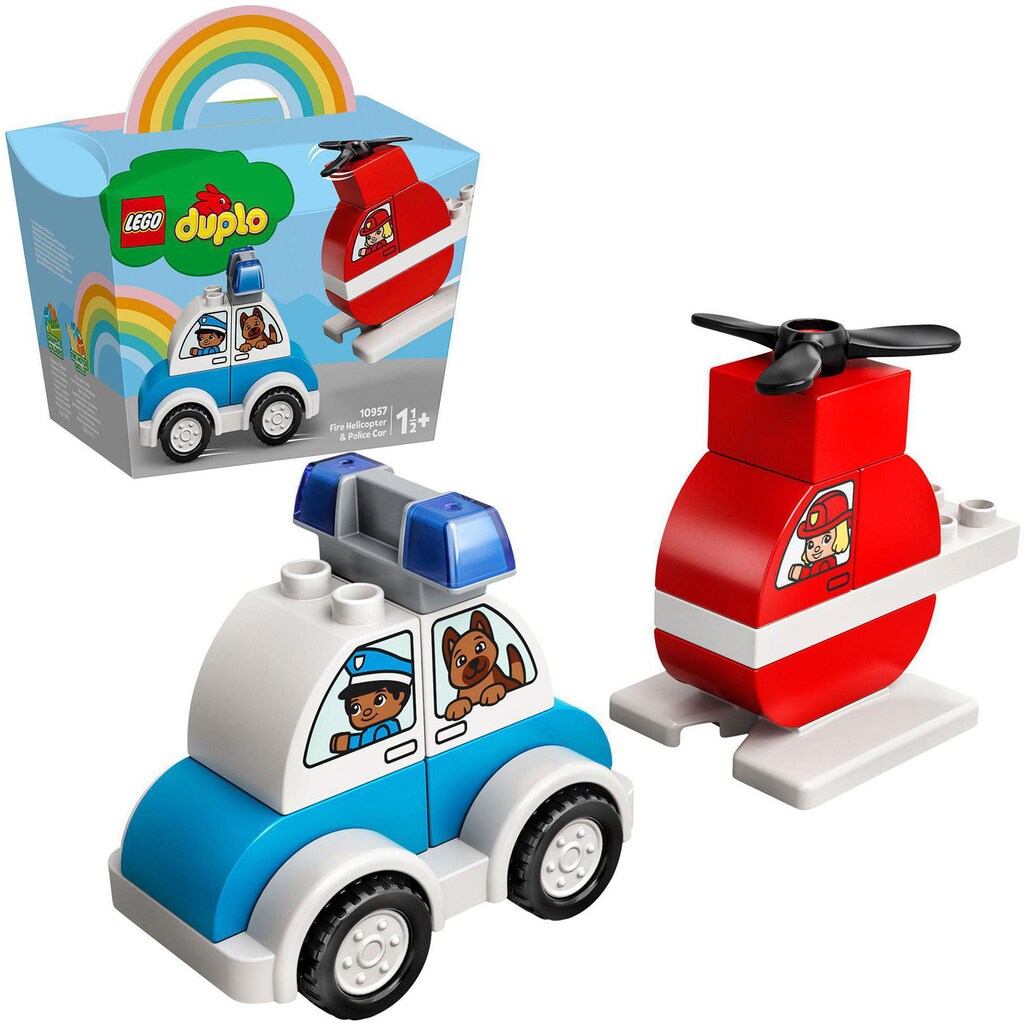 LEGO® Konstruktionsspielsteine »Mein erster Feuerwehrhubschrauber und Mein erstes Polizeiauto (10957)«, (14 St.), LEGO® DUPLO® Creative Play