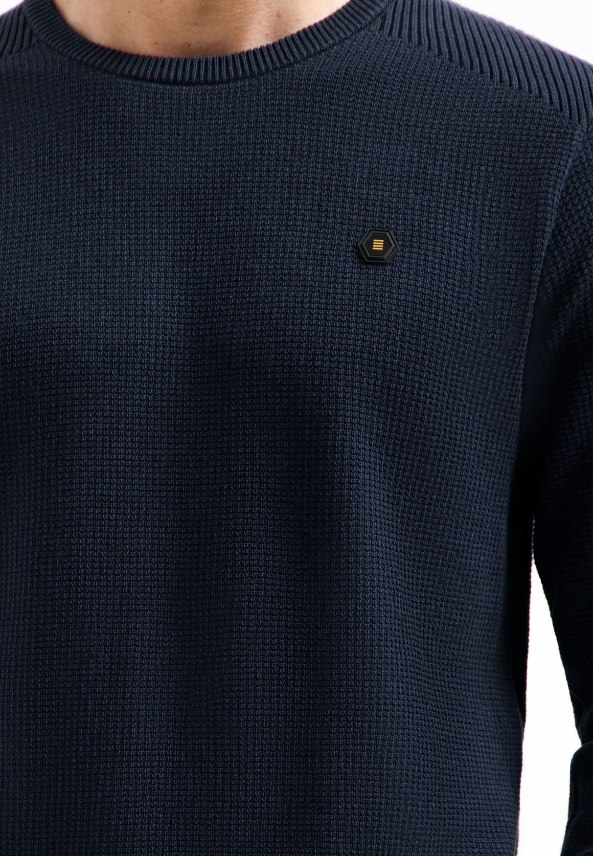 NO EXCESS V-Ausschnitt-Pullover »No Excess Pullover mit Schulterrippung«