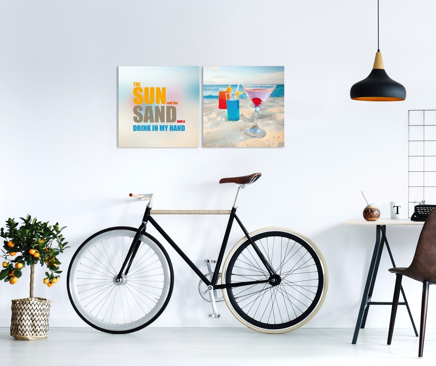 queence Leinwandbild »Sun & Sand«, Getränke-Strand-Strandbilder-Meer-Meer B günstig online kaufen