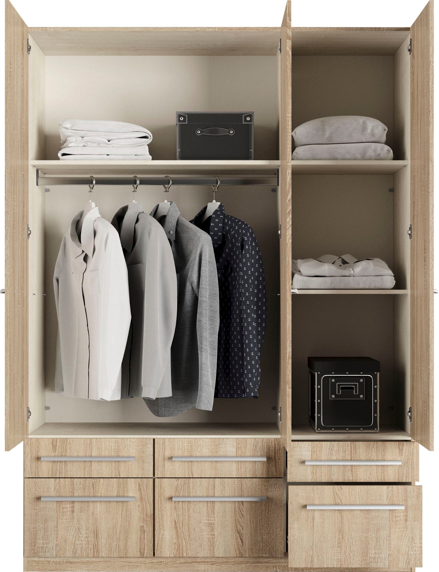 priess Kleiderschrank »Schrank Garderobe Wäscheschrank Barcelona in 5 Breiten«, viel Stauraum, geräumige Schubkästen, mit Spiegel, MADE IN GERMANY