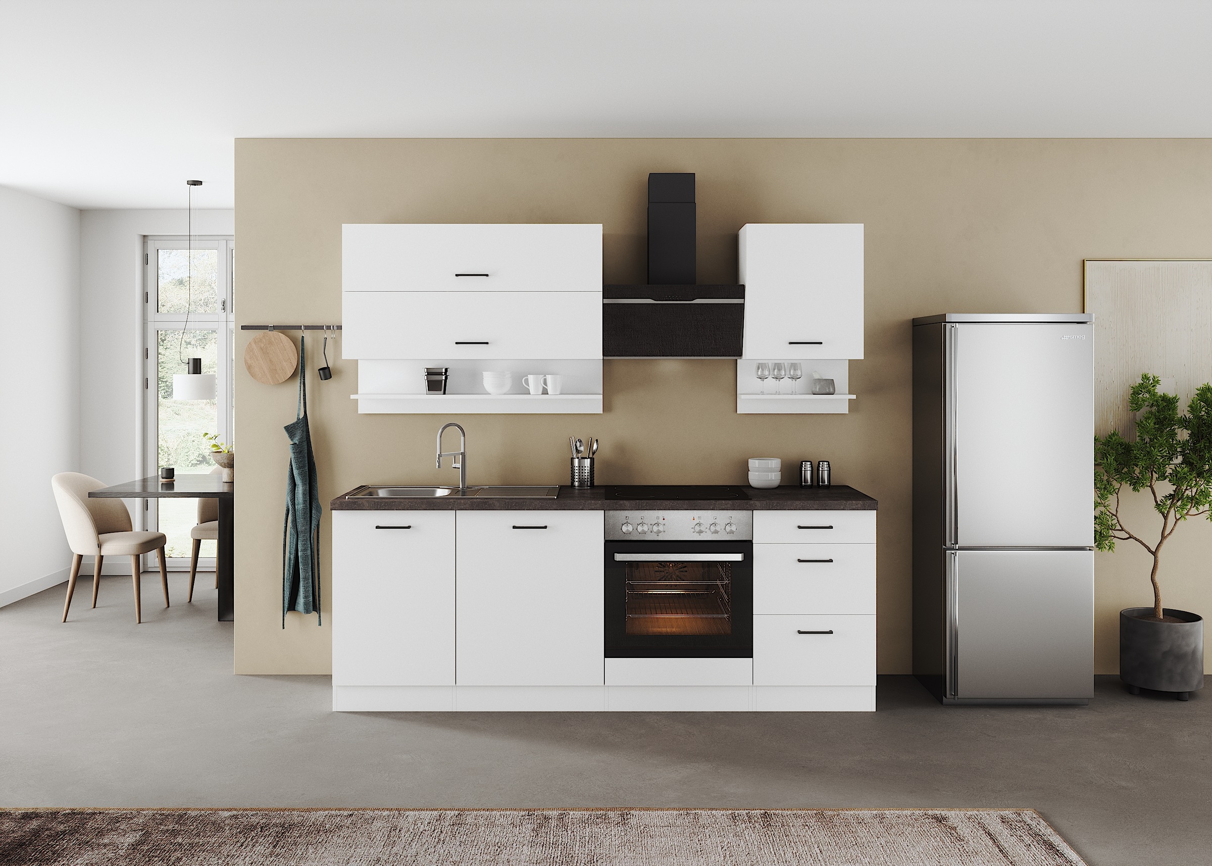 KOCHSTATION Küchenzeile »KS-Frieda Breite 220 cm« wahlweise mit E-Geräten, günstig online kaufen