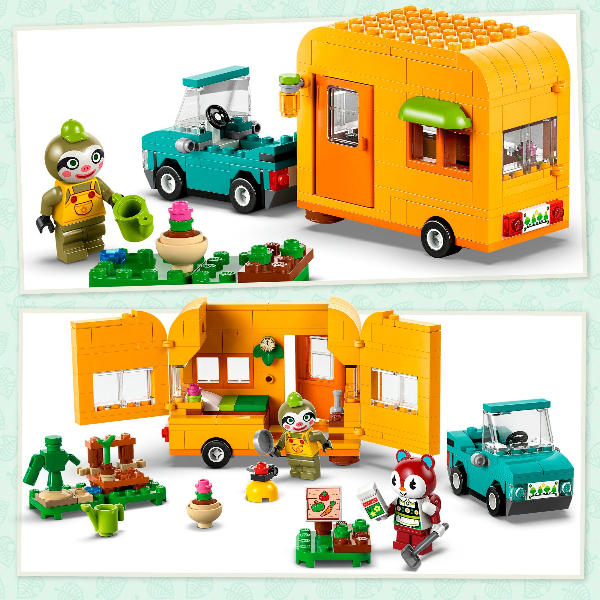 LEGO® Konstruktionsspielsteine »Gerds Wohnwagen & Gärtnerei (77054), LEGO Animal Crossing«, (263 St.), Made in Europe