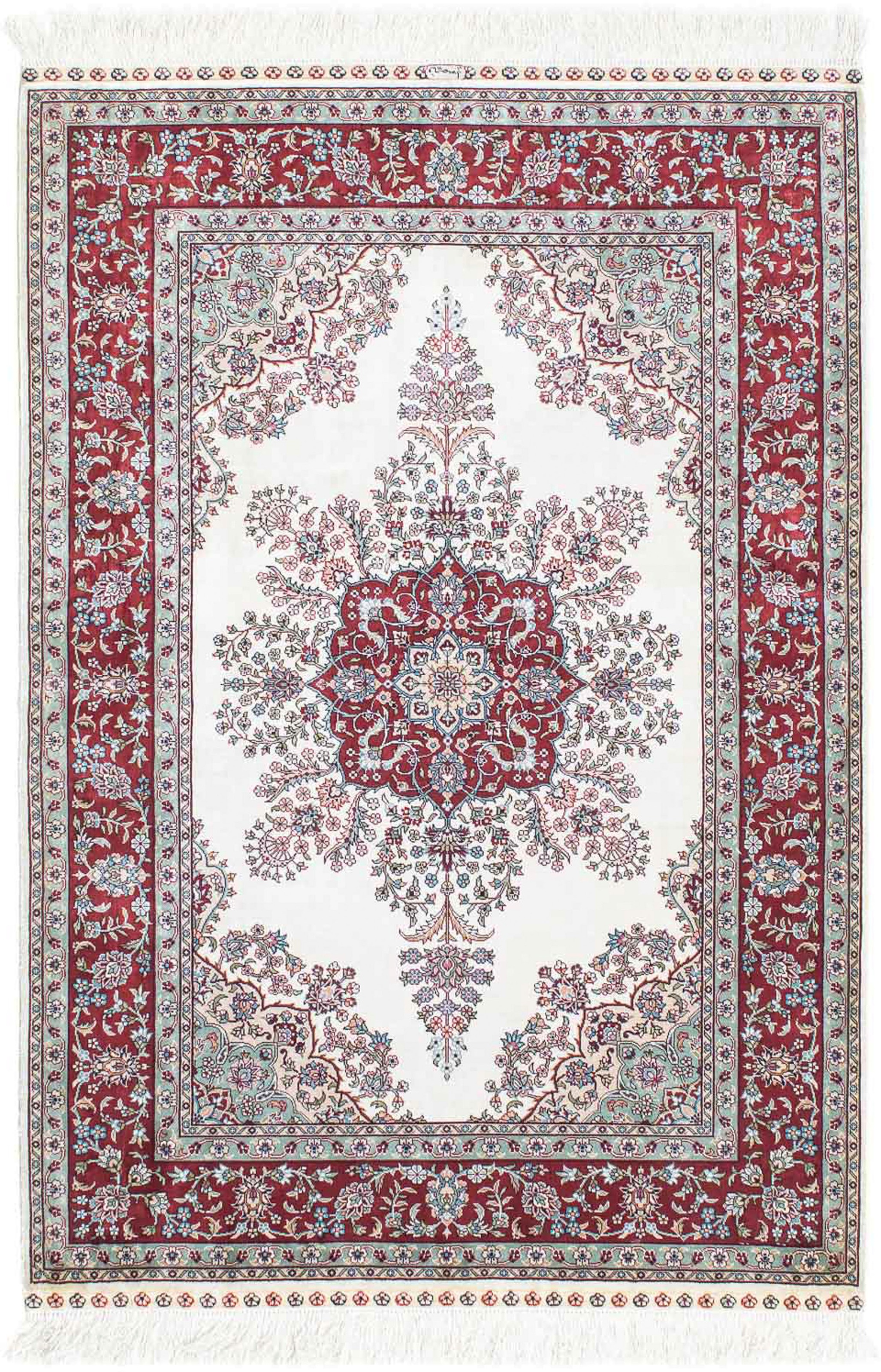 morgenland Orientteppich »Hereke - 137 x 91 cm - dunkelrot«, rechteckig, 3 günstig online kaufen