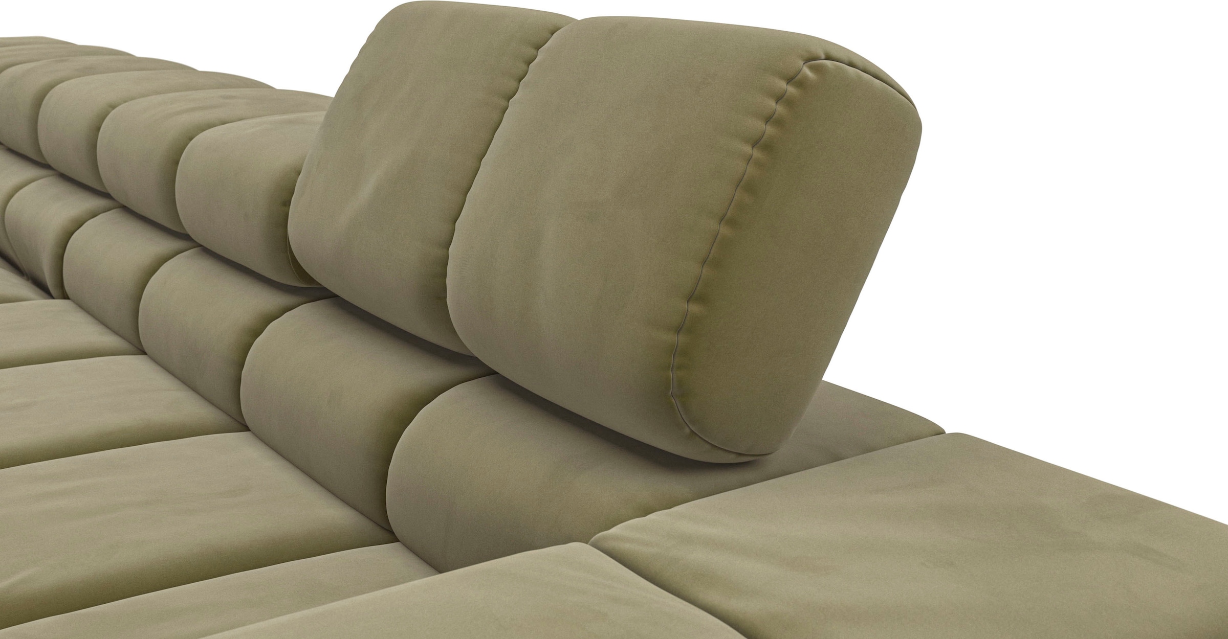 INOSIGN Ecksofa »Ancona New, wahlweise motorische Sitztiefenverstellung, auch in Cord«, feine Steppung, mit Kopfteilverstellung, 3 Zierkissen, L-Form