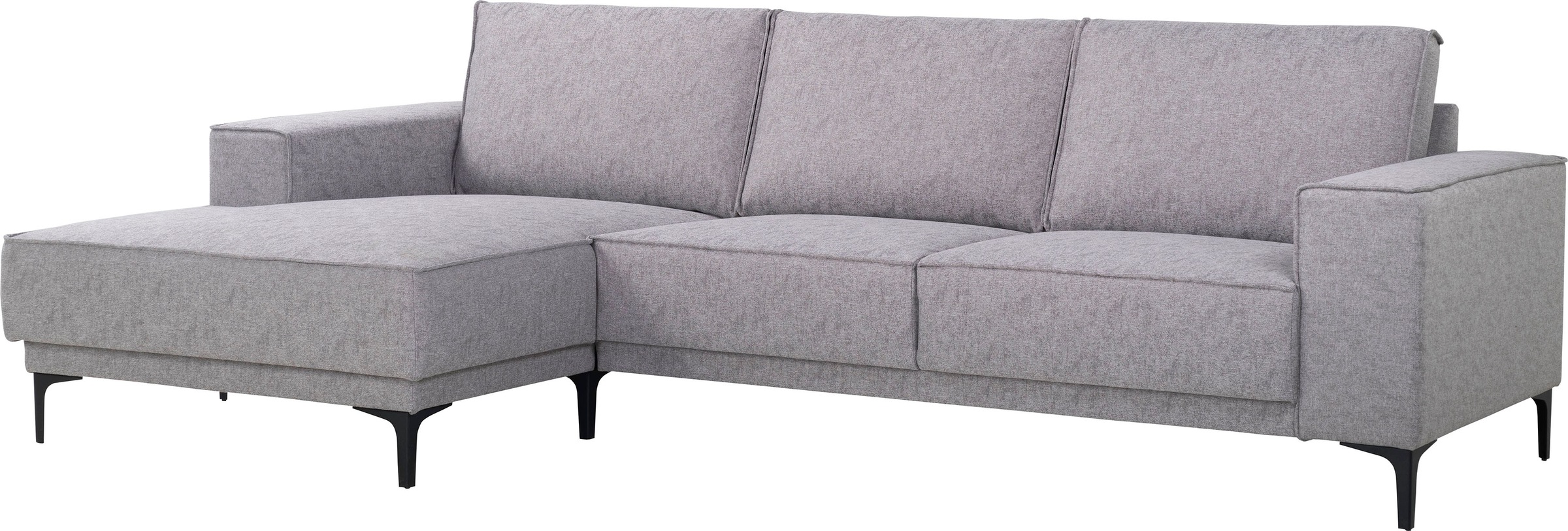 Places of Style Ecksofa »Polsterecke Oland, Struktur, Flachgewebe, Luxus-Microfaser, Boucle«, L-Form, 280 cm, Wellenunterfederung, Skandi-Design, Metallfüße