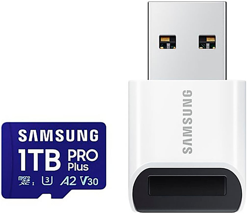 SAMSUNG Speicherkarte Pro Plus 1TB + USB-Kartenleser, blau, 1000 GB