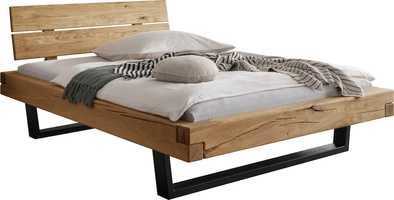 Home affaire Massivholzbett »Ultima Balkenbett Doppelbett, Füße Metallkufe« günstig online kaufen