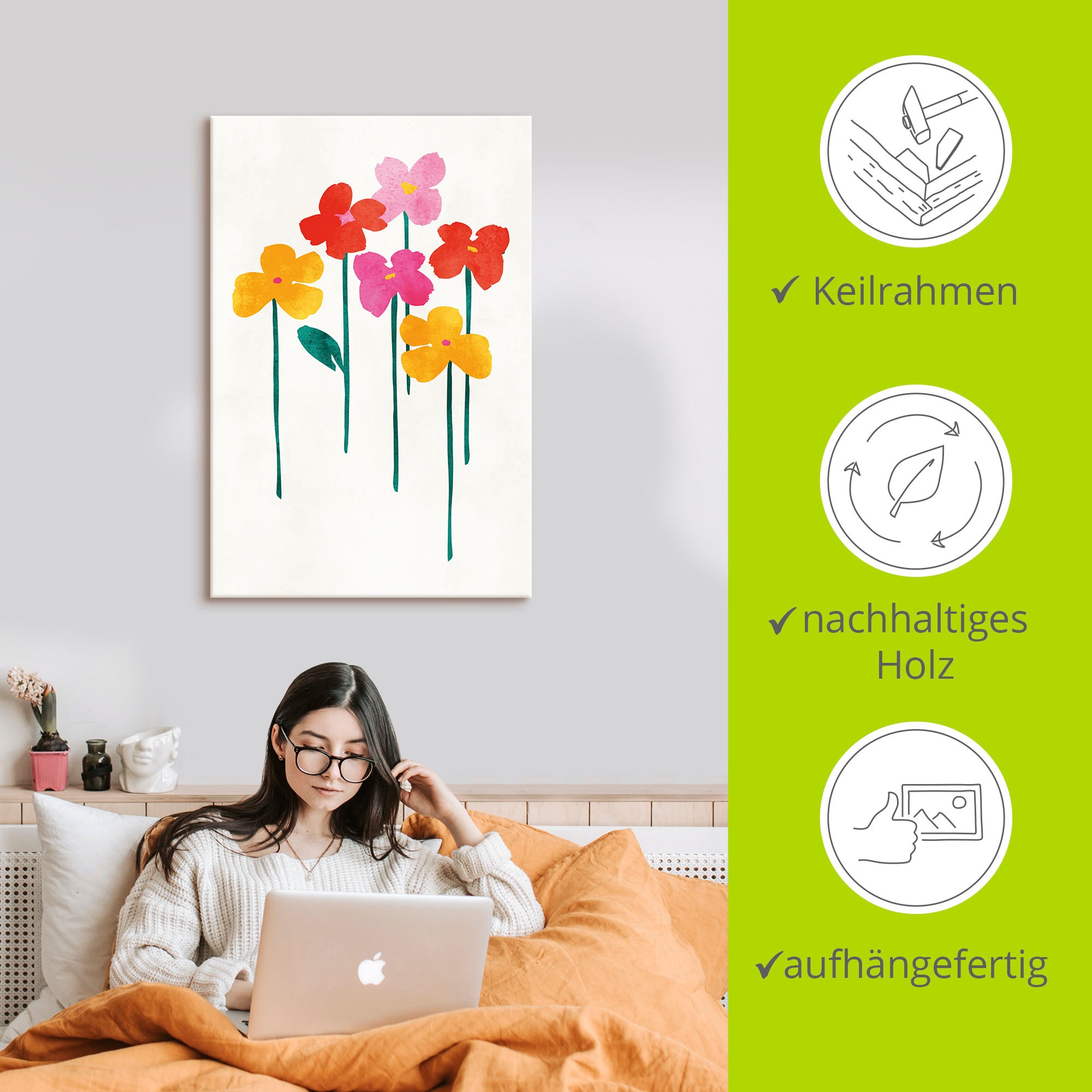 Artland Wandbild »Kleine glückliche Blumen«, Blumenbilder, (1 St.), als Leinwandbild, Poster in verschied. Größen