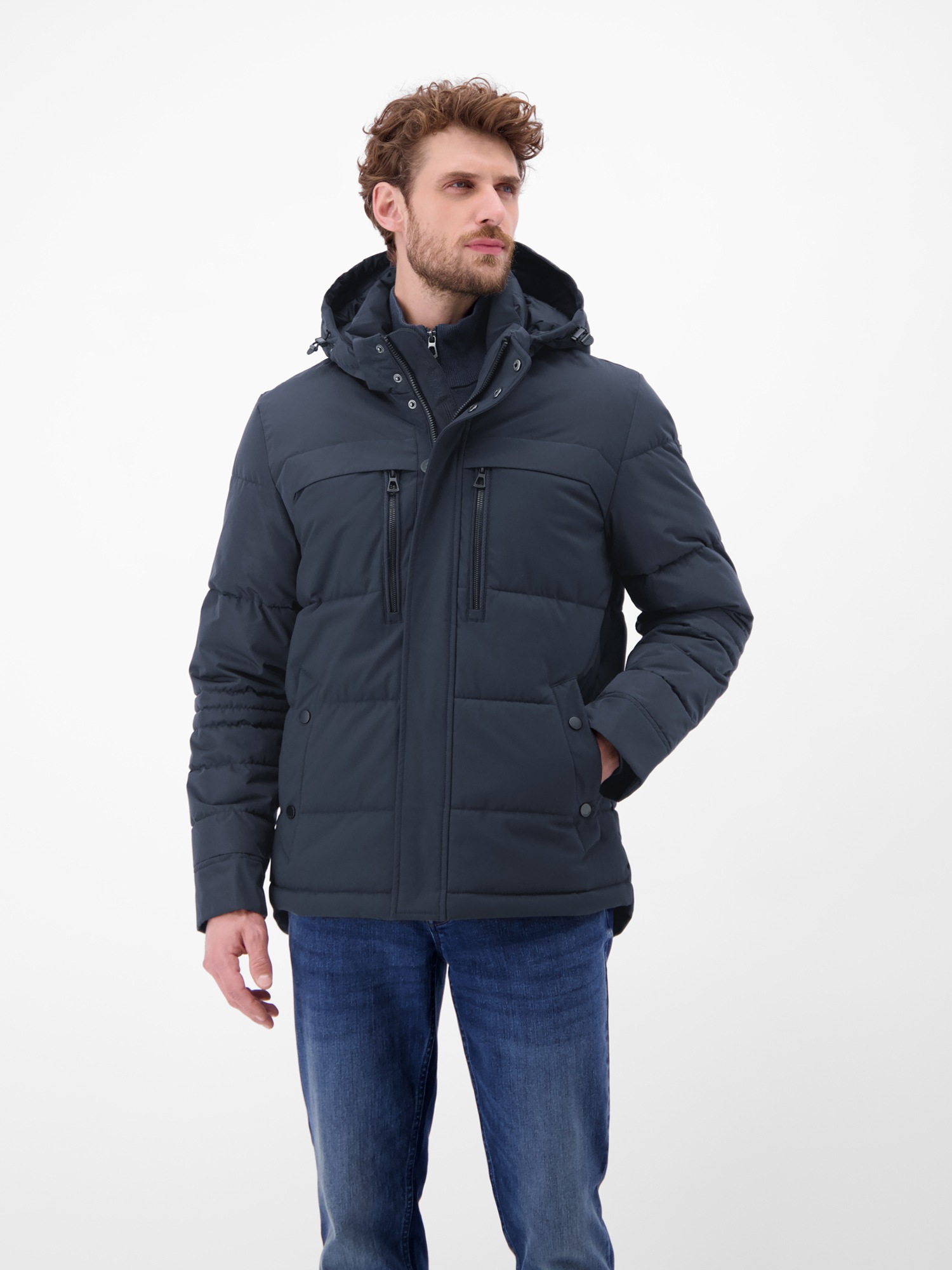 LERROS Winterjacke »Funktionale Winterjacke für Herren« mit Kapuze Wind_Atmung BLUE NIGHT XL XL Taschenlösungen mit wärmendem Taschenfutter