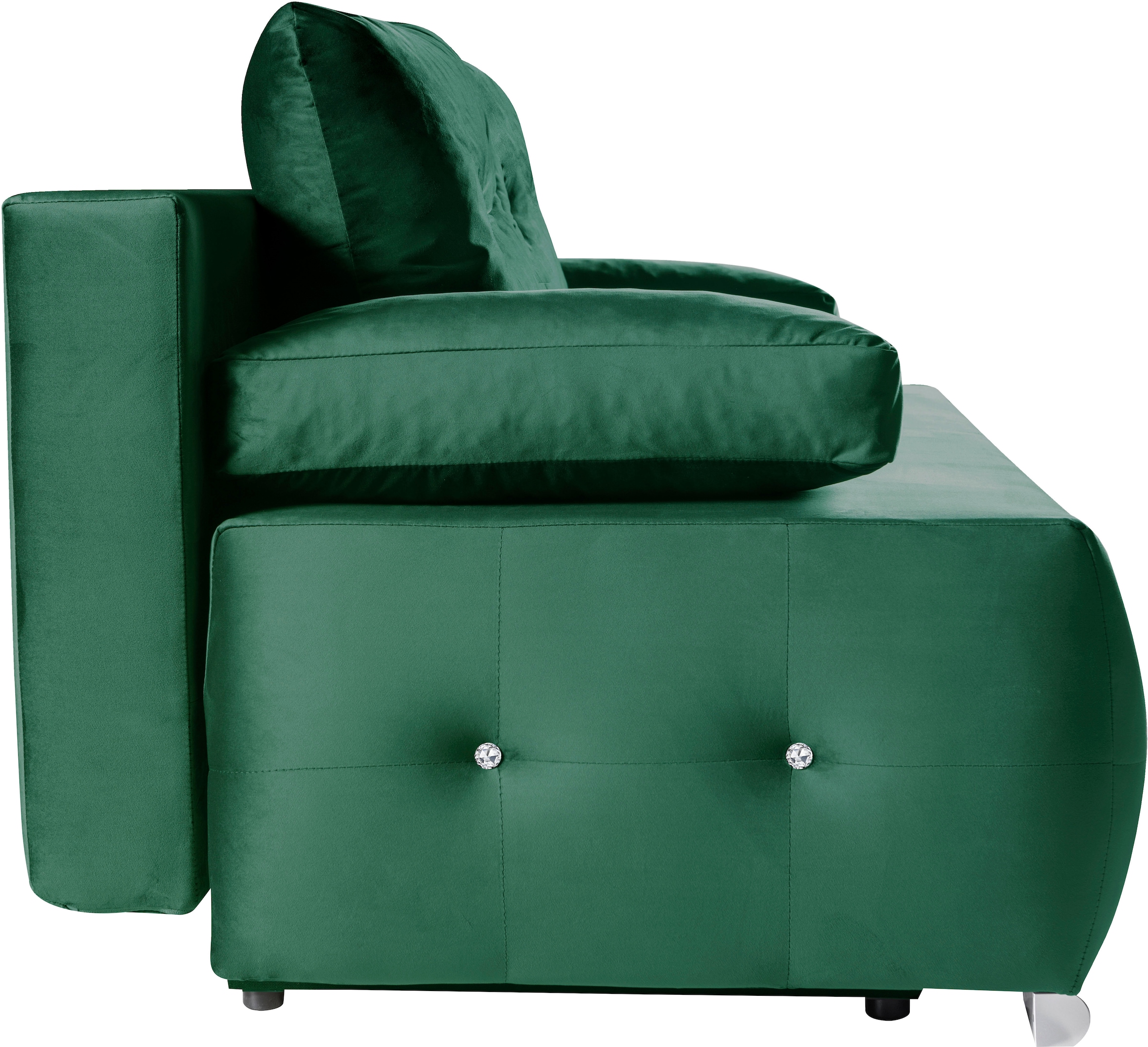 WERK2 Schlafsofa »Monaco«, 2-Sitzer Schlafcouch mit Bettkasten & funkelnden Ziersteinchen
