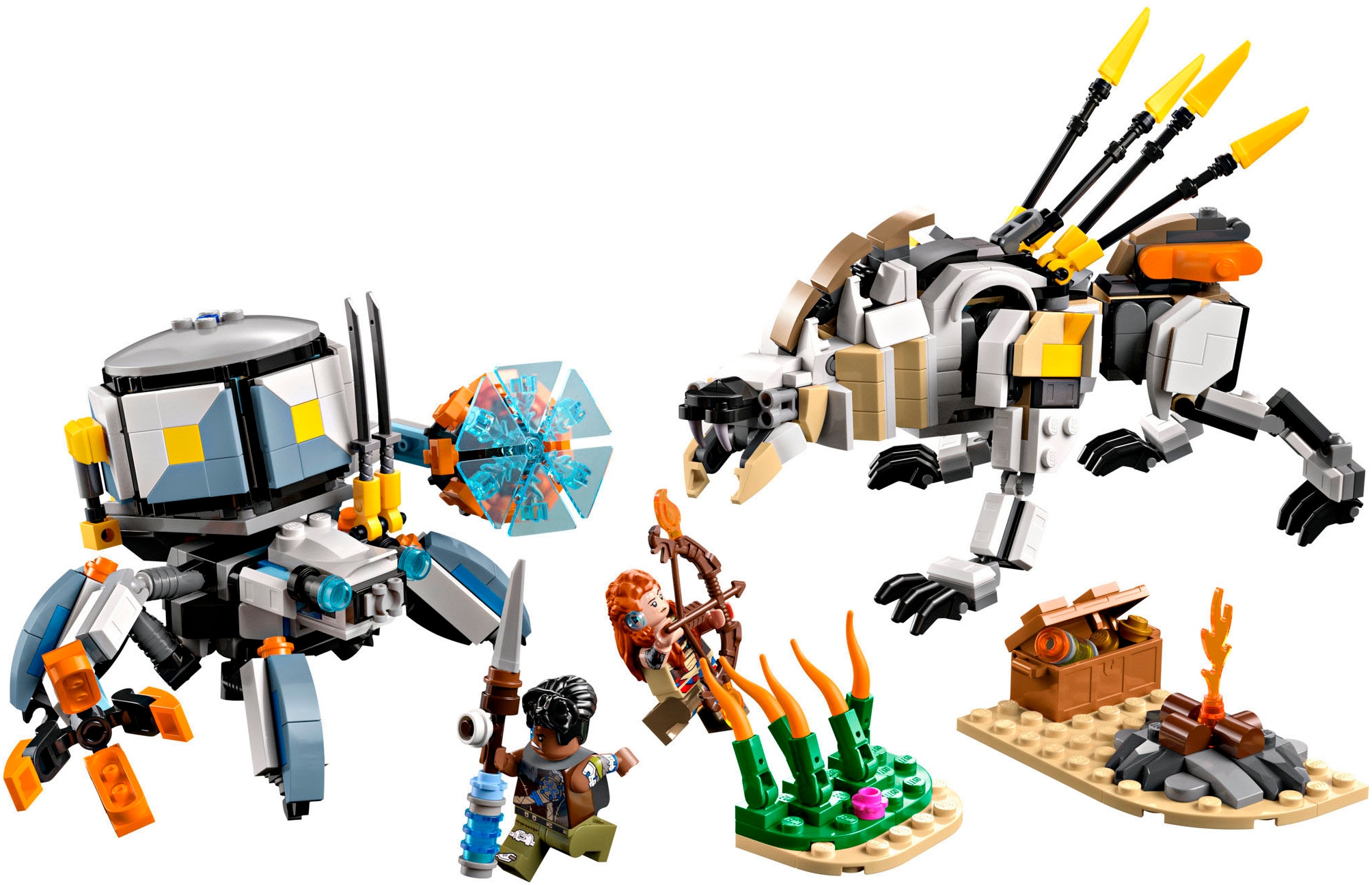 LEGO® Konstruktionsspielsteine »Aloy und Varl vs. Panzerwanderer und Sägezahn (77037), LEGO® Horizon«, (768 St.), Made in Europe