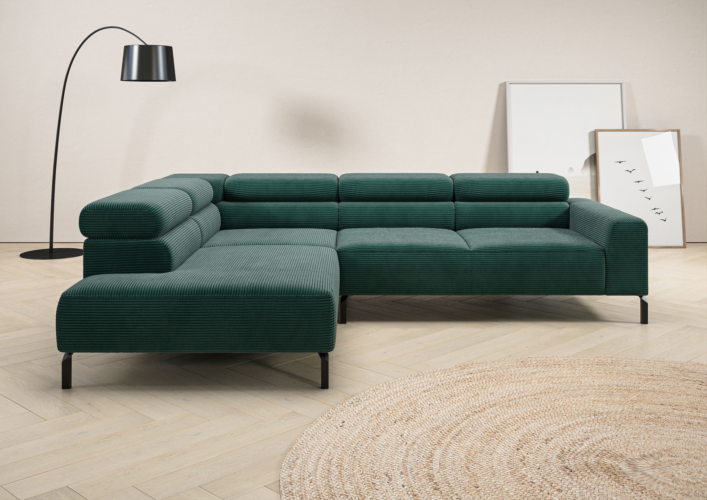 Places of Style Ecksofa »Antonelli, L-Form, inkl. Kopfteilverstellung, Brei günstig online kaufen