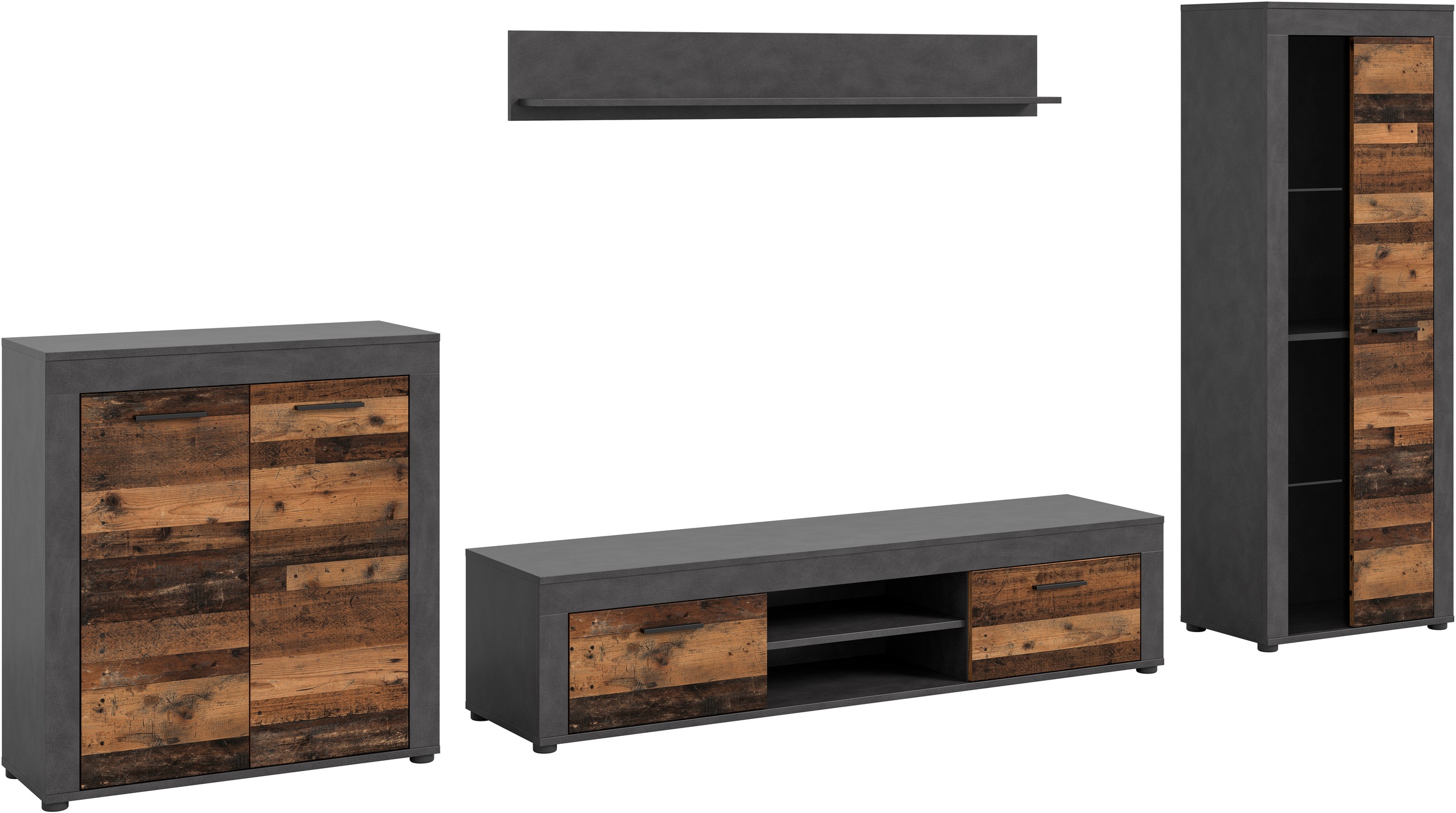 INOSIGN Wohnwand »Aosta, Breite 330cm, best. aus Highboard, Lowboard, Wandb günstig online kaufen