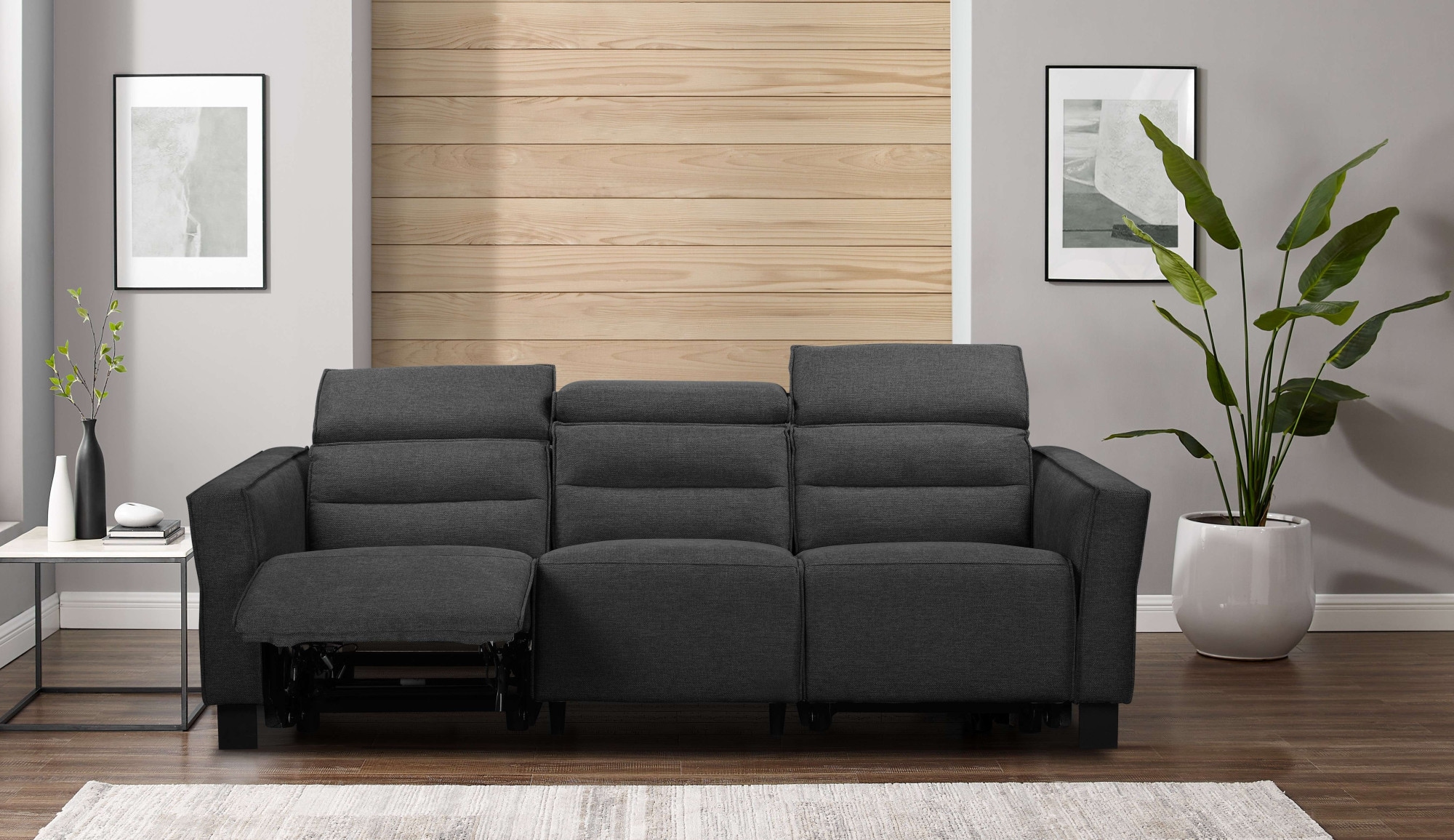 Places of Style 3-Sitzer »Carpari, 224cm, manuelle od. elektrische Relaxfunktion in 2 Sitzen«, mit USB-A/C, Kopfteilverstellung, Echtleder, Kunstleder, Webstoff