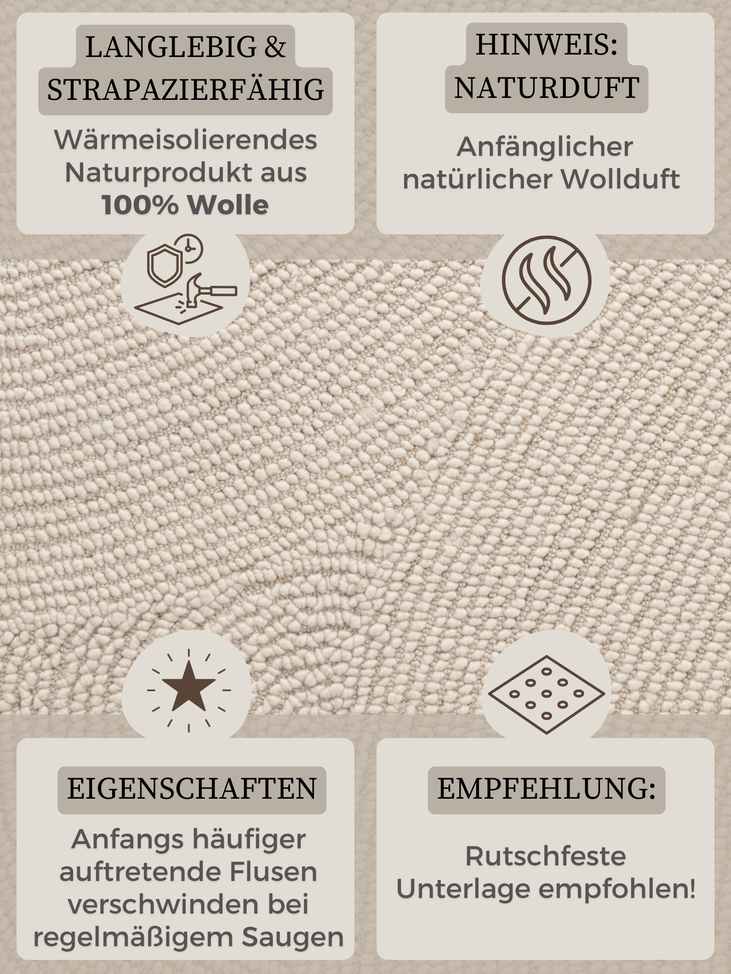 HANSE Home Wollteppich »Eleni«, rechteckig, 18 mm Höhe, Handgetuftet, Wolle, Natur, Wohnzimmer, Schlafzimmer, Skandi, Hygge