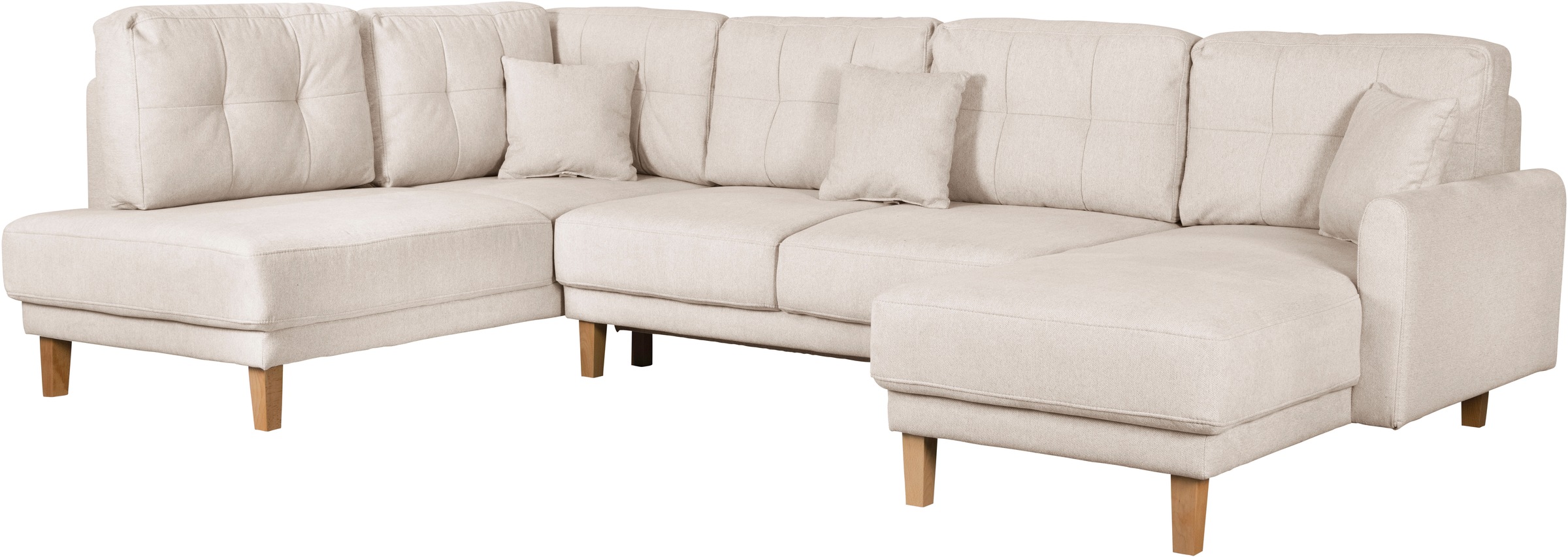 Home affaire Wohnlandschaft »TRIPLO U-Form wahlweise mit Schlaffunktion, B/T/H: 310/192/90 cm«, Schlafsofa, auch mit Bettkasten, Steppung im Rückenkissen