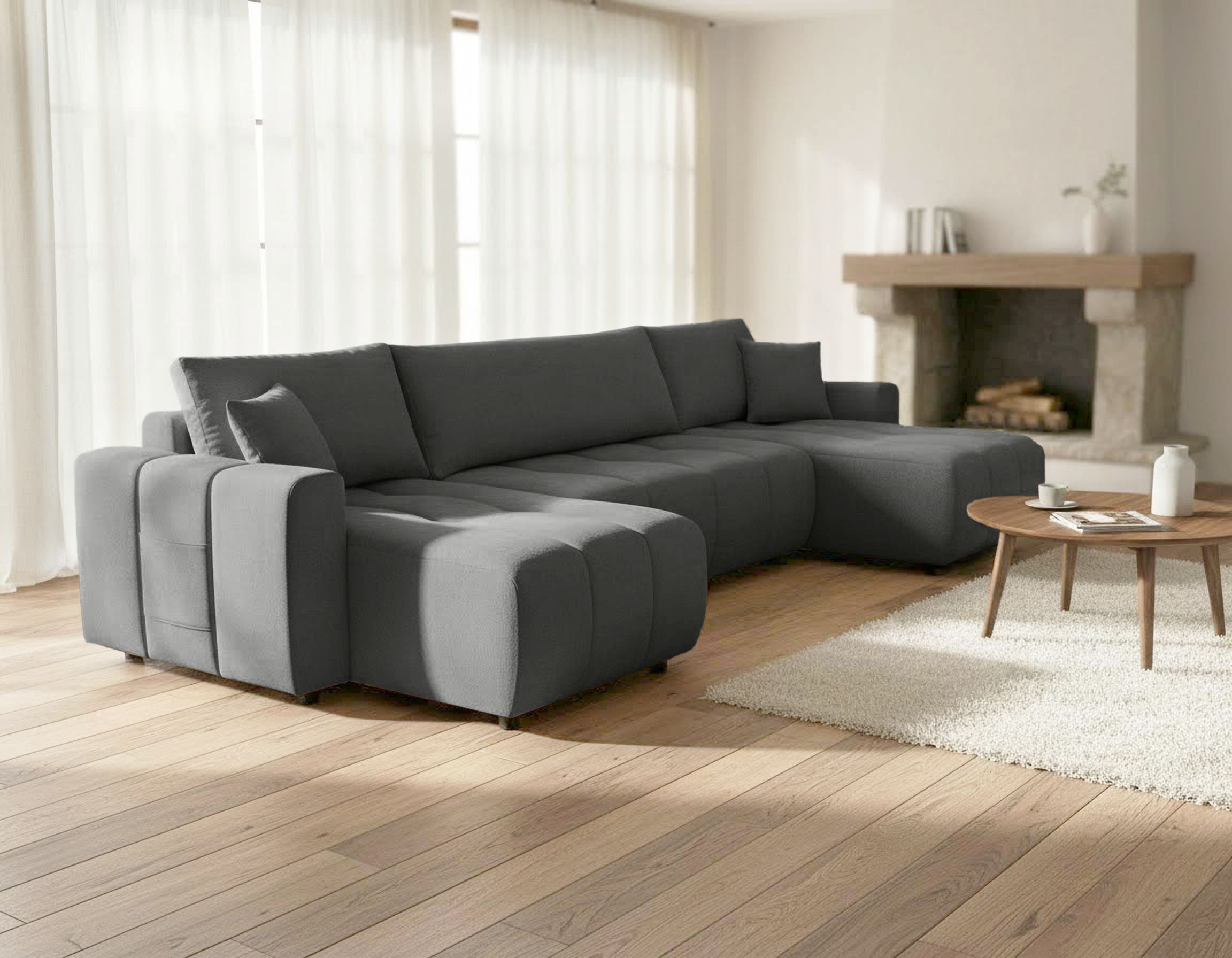 OTTO home Wohnlandschaft »YLVAA U-Form, 311 cm - OTTO. Verlässliche Qualität.« Schlaffunktion (132/269), Bettkasten, Feinstruktur-Bezug