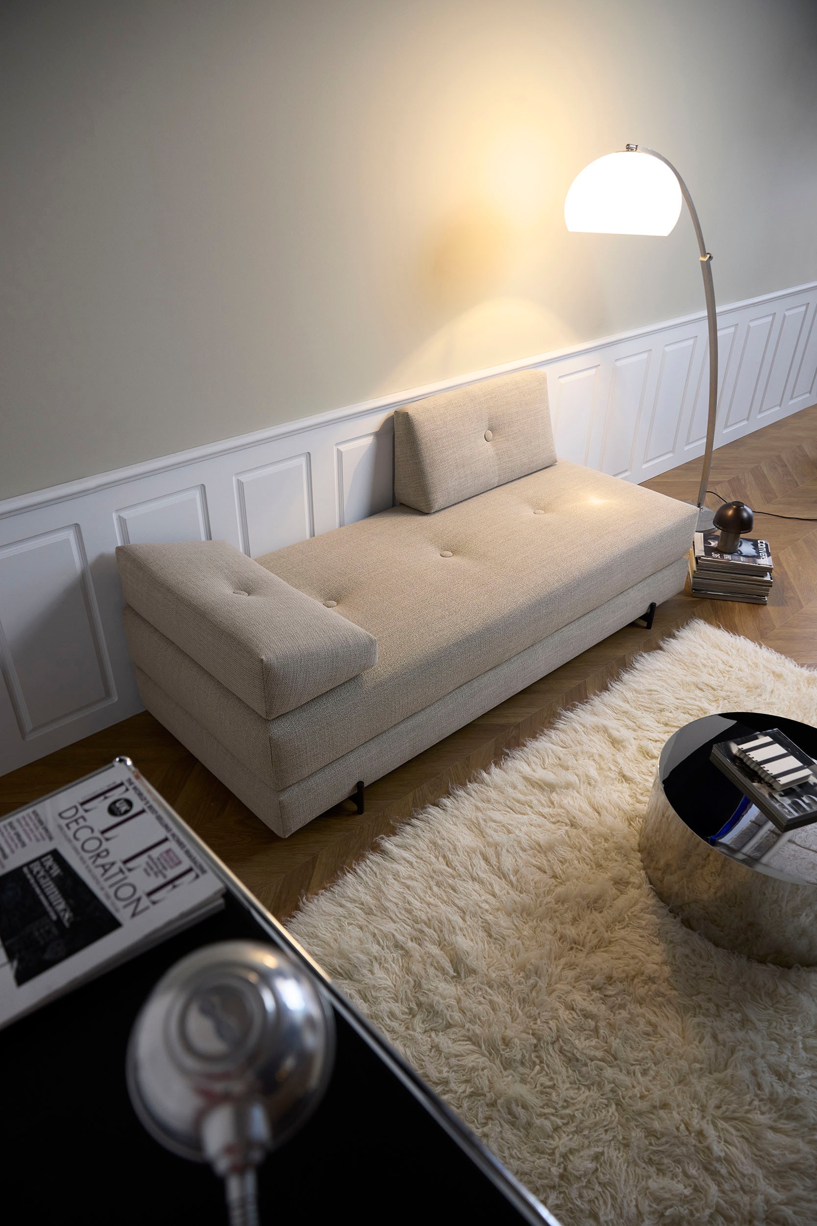 INNOVATION LIVING ™ Stapelliege »Sigmund 579 Indu-Beine«, Daybed mit zwei Federkernmatratzen, Fußteil Eiche natur