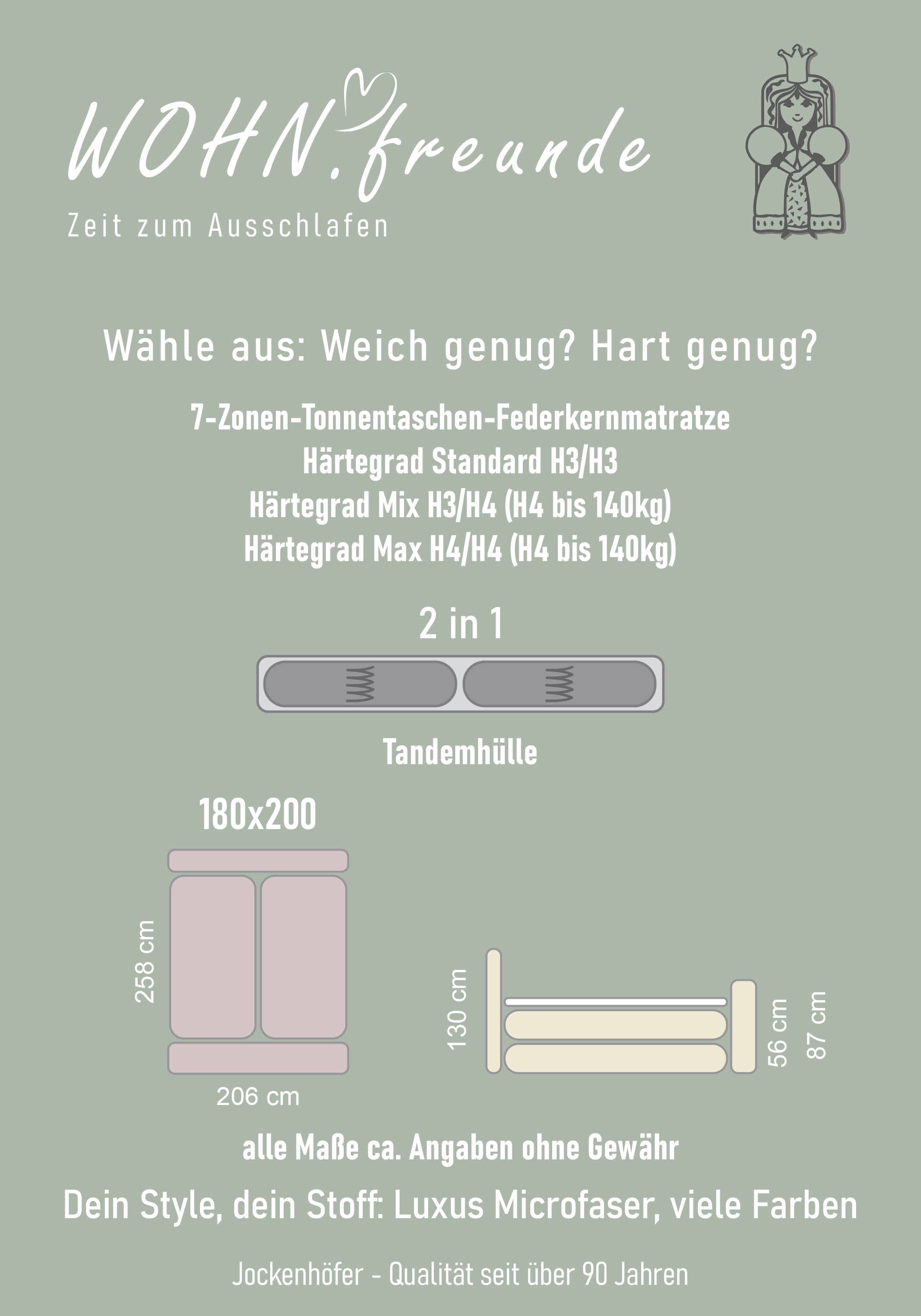 Jockenhöfer Gruppe Boxspringbett »Movie Star«, mit versenkbarem TV-Lift, Fernbedienung, LED-Licht, USB-Ladestation und verstellbaren Kopfstützen