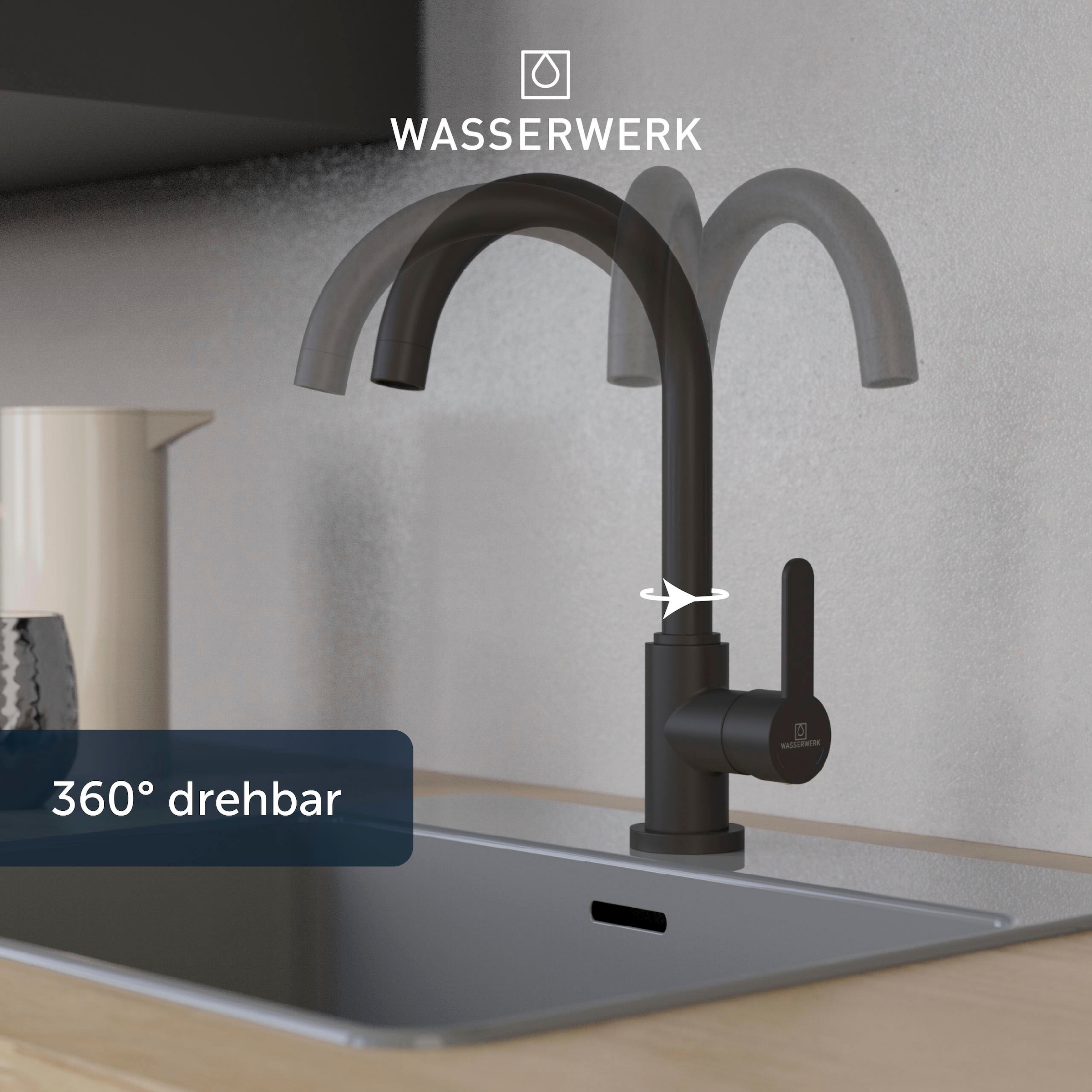 WASSERWERK Spültischarmatur »WK 5, Wasserhahn, Küche, Einhebelmischer«, 360° schwenkbar, Cold-Start-Funkt., geräuscharm