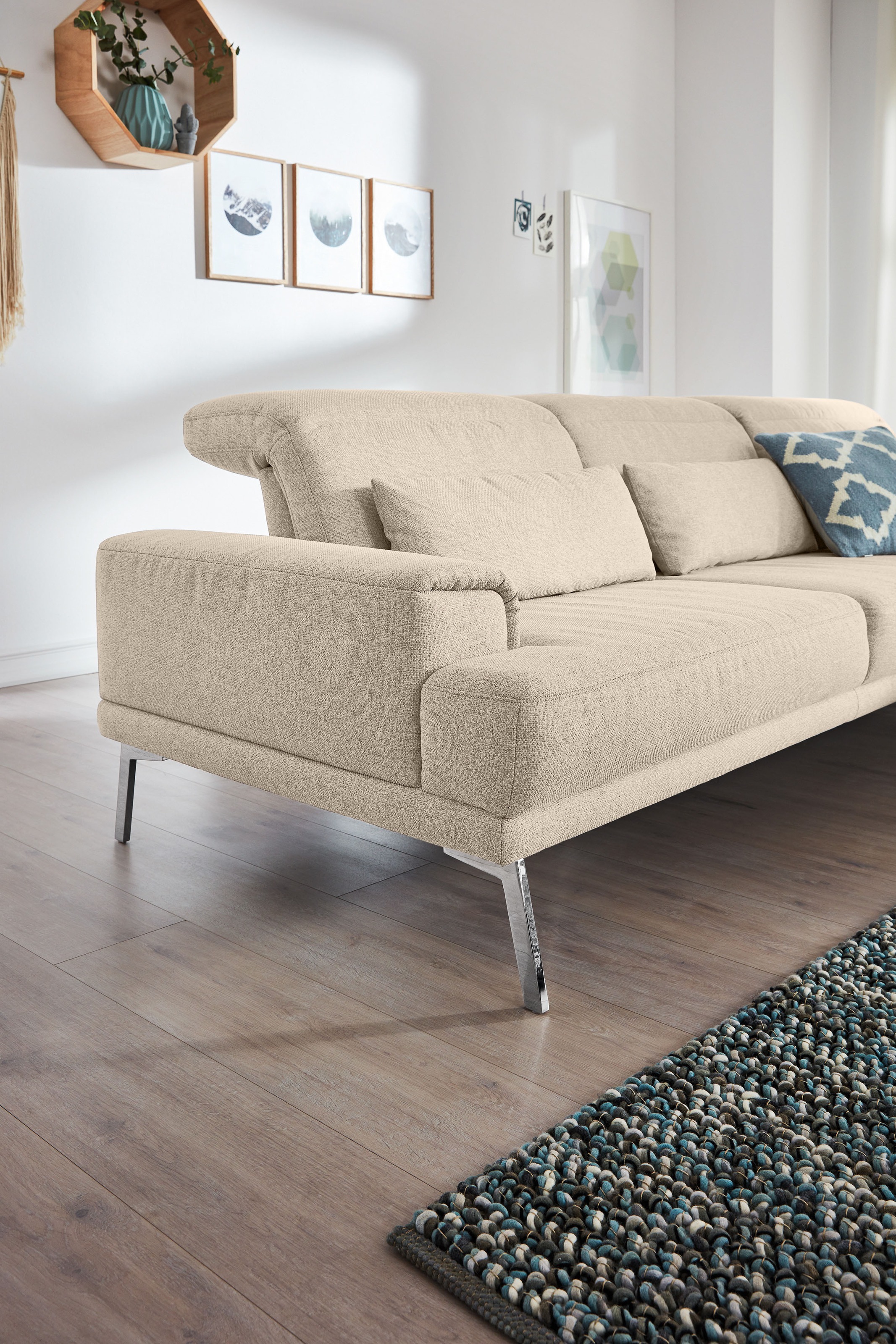 Musterring Ecksofa »MR 4580«, mit Kopf- und Sitztiefenverstellung, Metallfuß chrom, 288 x 193/220cm