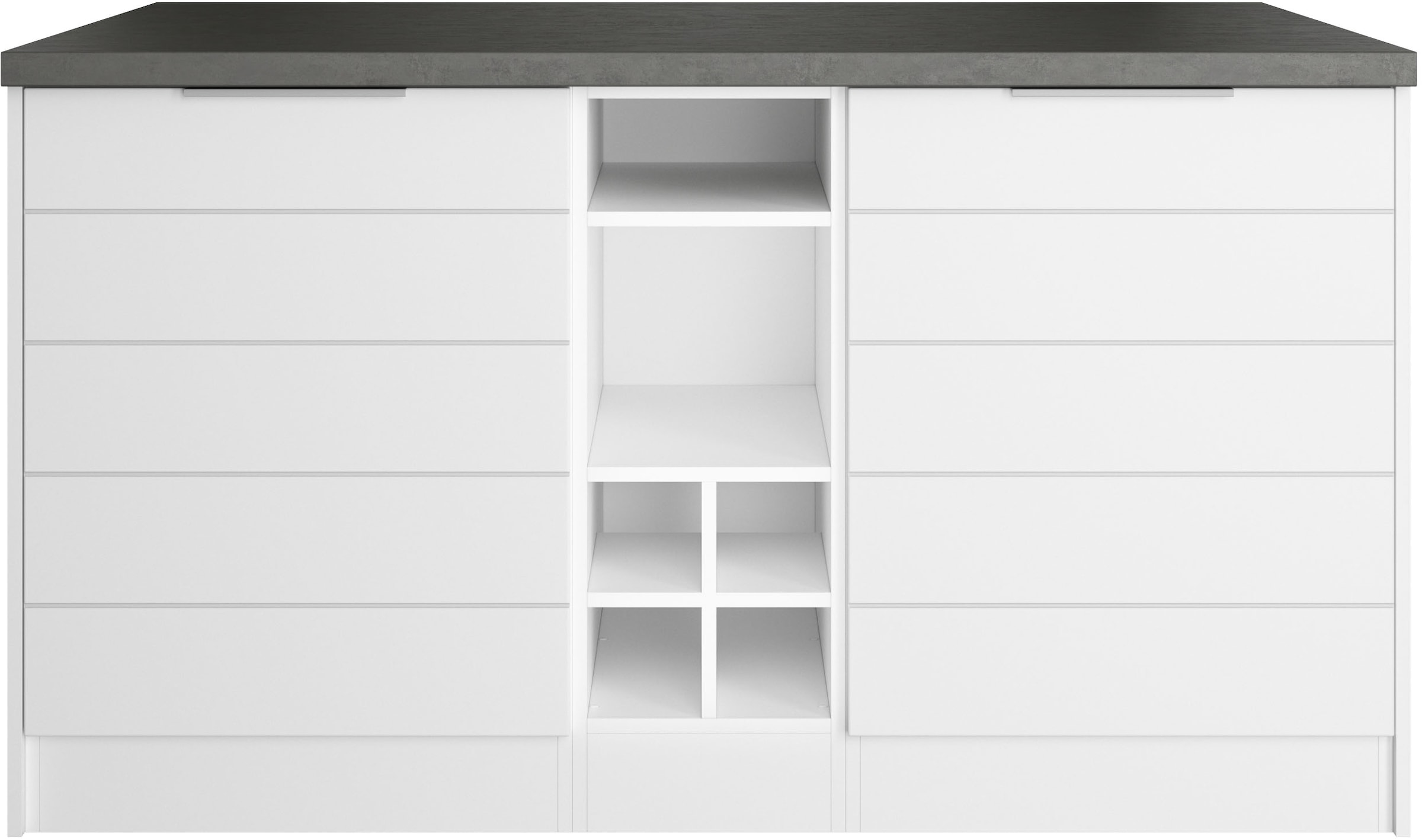 KOCHSTATION Kücheninsel »KS-Luhe, Breite 153 cm, mit Flaschenregal«, MDF-Fronten, Arbeitsplatte 38mm stark