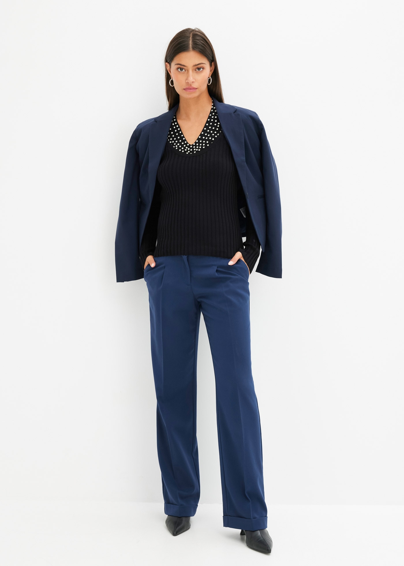 bonprix Marlene-Hose »Marlenehose«  weite Hose, mit Bügelfalte und Umschlagsaum, lockere Passform