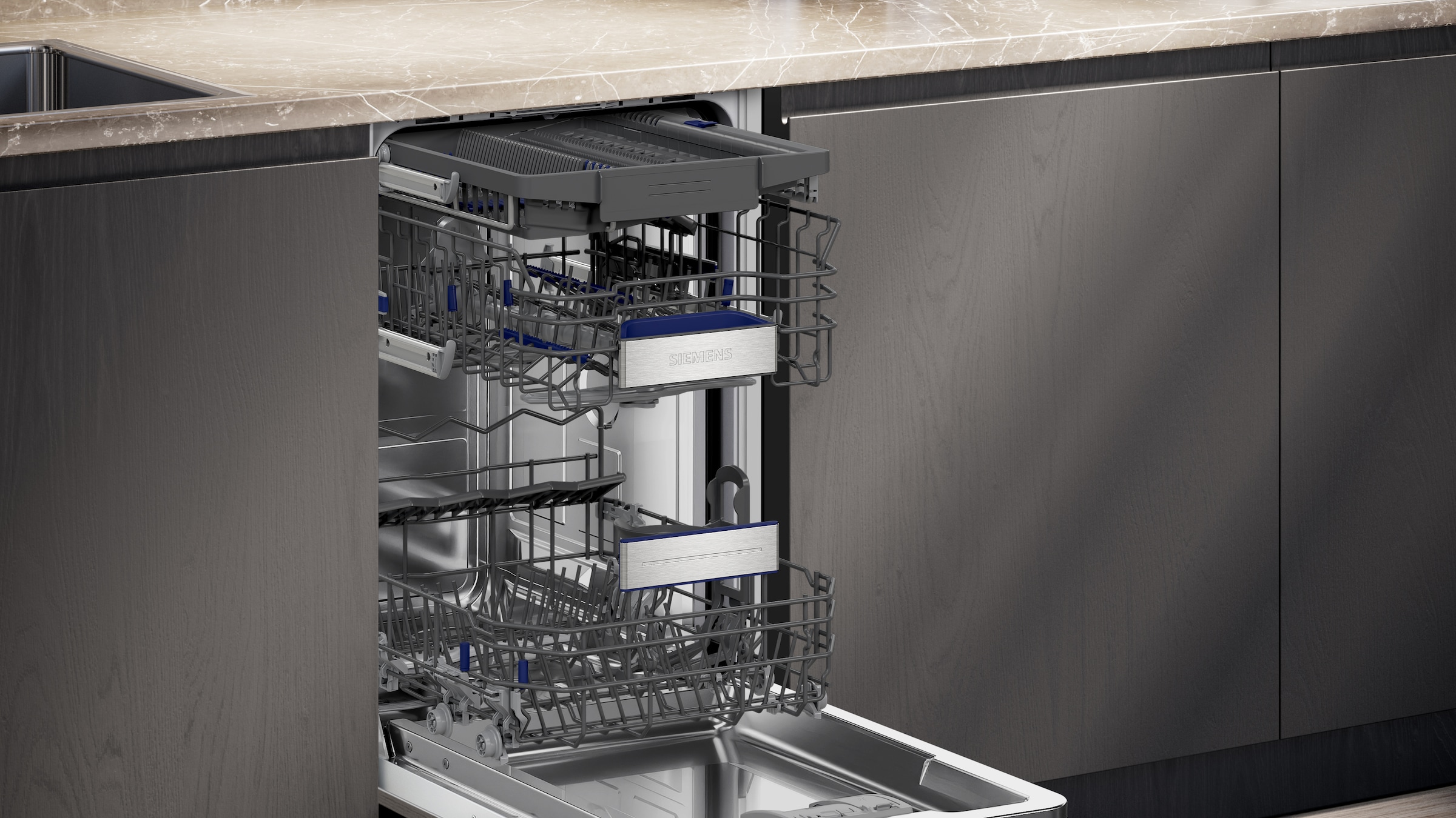 SIEMENS vollintegrierbarer Geschirrspüler iQ500 »SR65EX09ME« 10 tlg. Maßgedecke