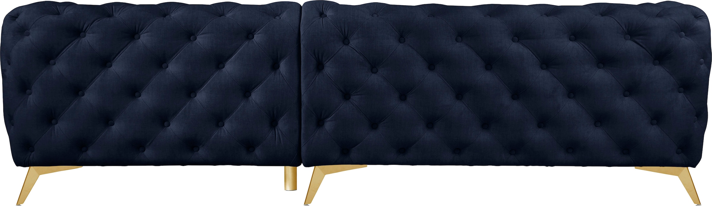 Leonique Chesterfield-Sofa »Ecksofa GLYNIS L-Form mit Wellenunterfederung, Maße B/T/H 264/204/75cm«, aufwändige Knopfheftung, moderne Chesterfield Optik, Fußfarbe wählbar