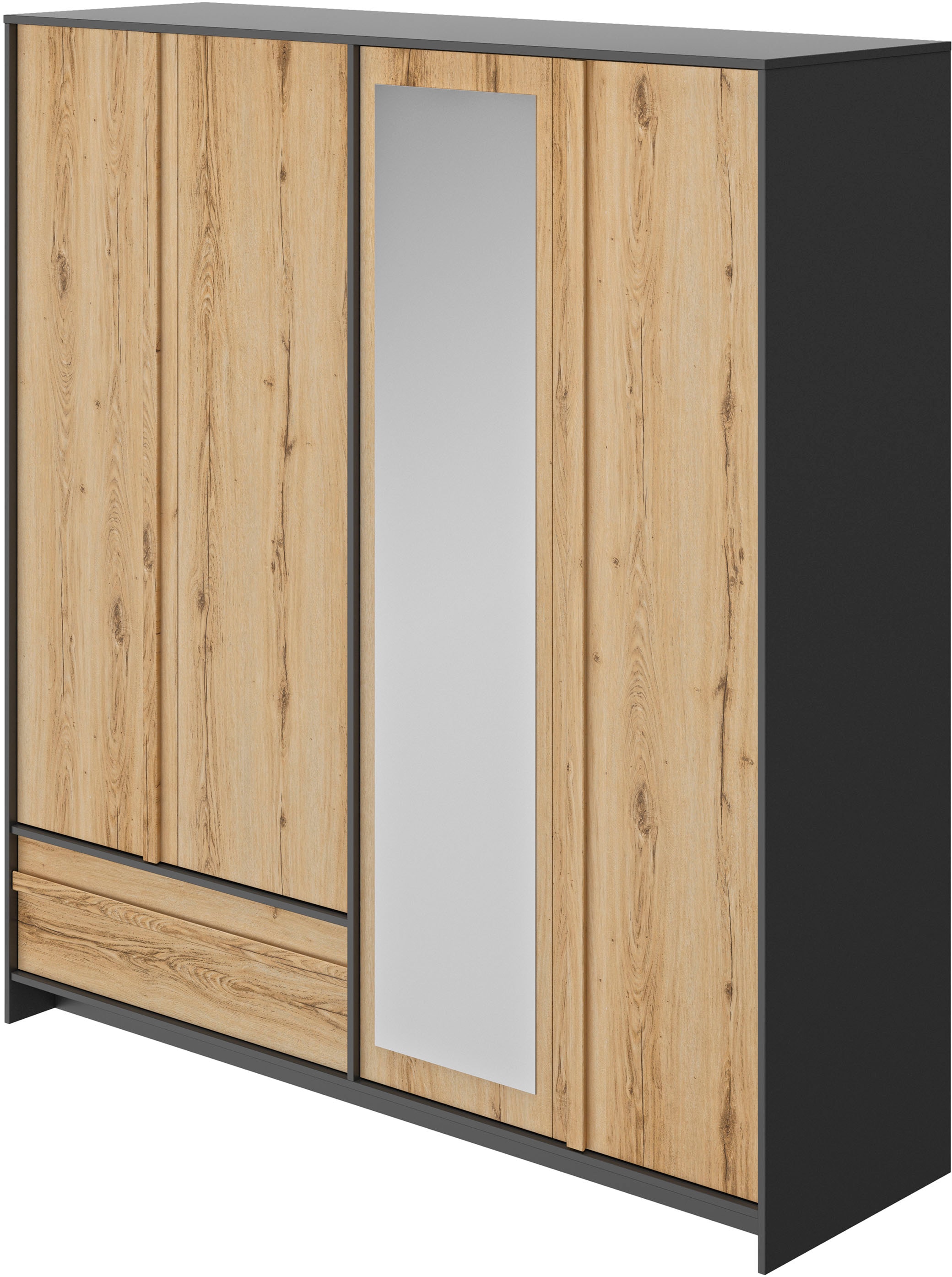 Gami Schlafzimmer-Set »Mimizan« Bett, 2x Nachttische, Kleiderschrank, Kommode, Garderobenschrank, 4 Stk. tlg.