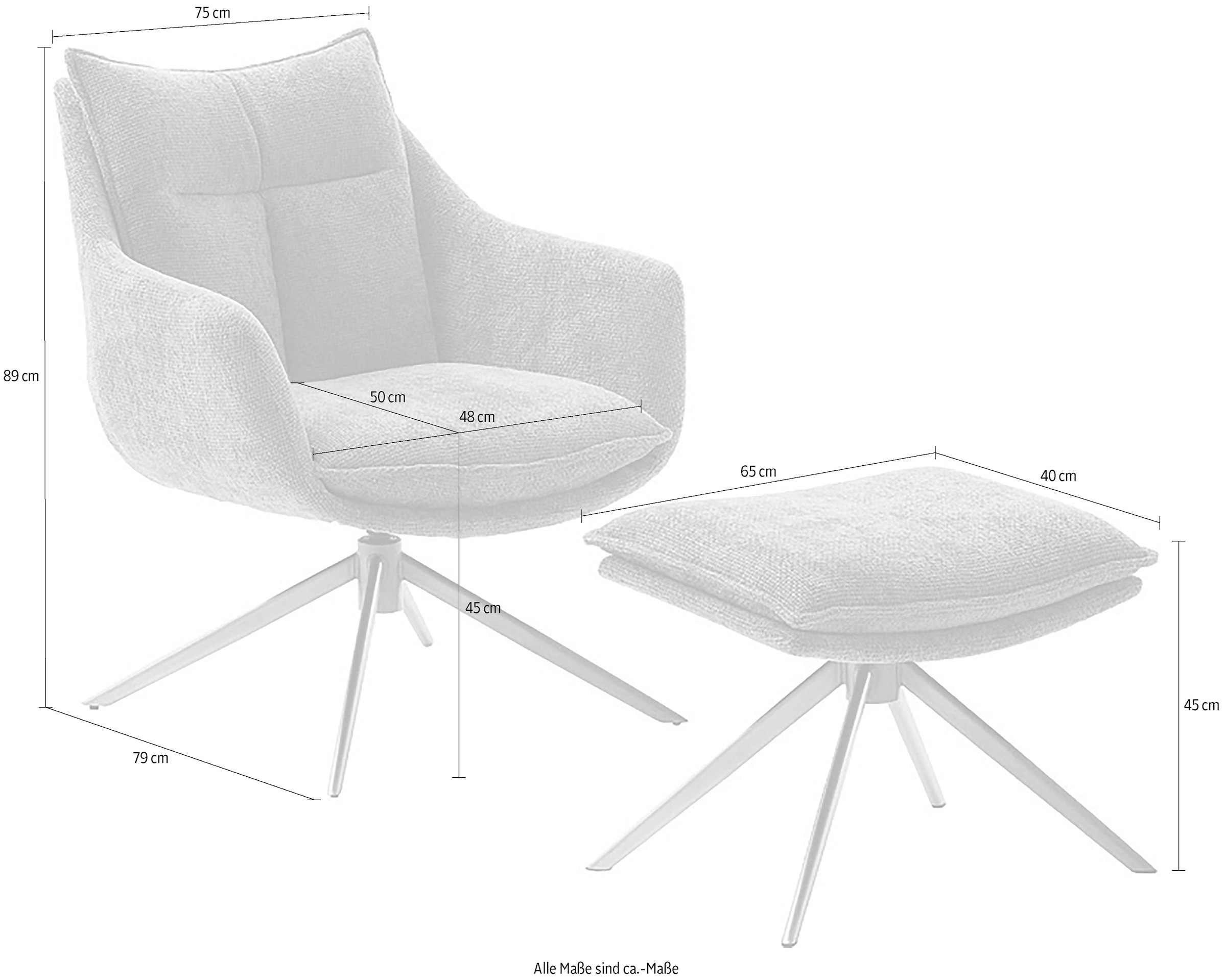 MCA furniture Loungesessel »PARKER Drehstuhl mit Armlehnen«, (Set, 2 St.), 360° drehbar mit Nivellierung