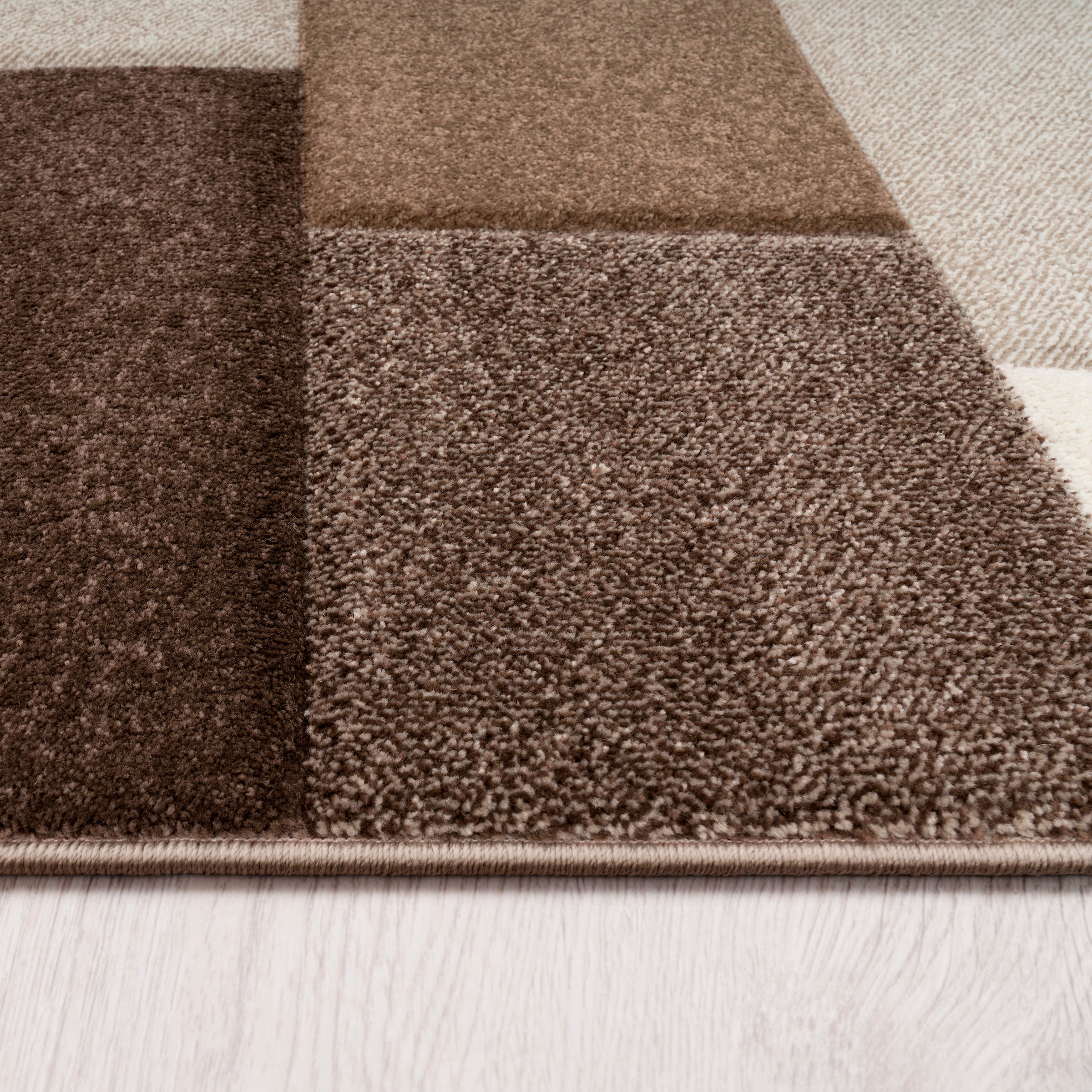 Paco Home Teppich »Brilliance 656«, rechteckig, 17 mm Höhe, Kurzflor, modernes Karo Design, handgefertigter Konturenschnitt