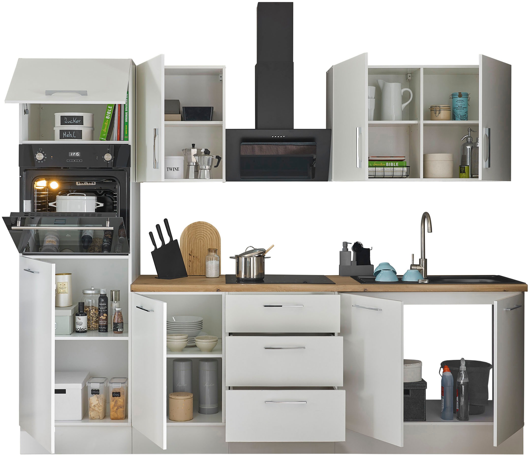 BASIC by Balculina Küchenzeile »Turin«, Breite 270 cm, wahlweise mit E-Geräten